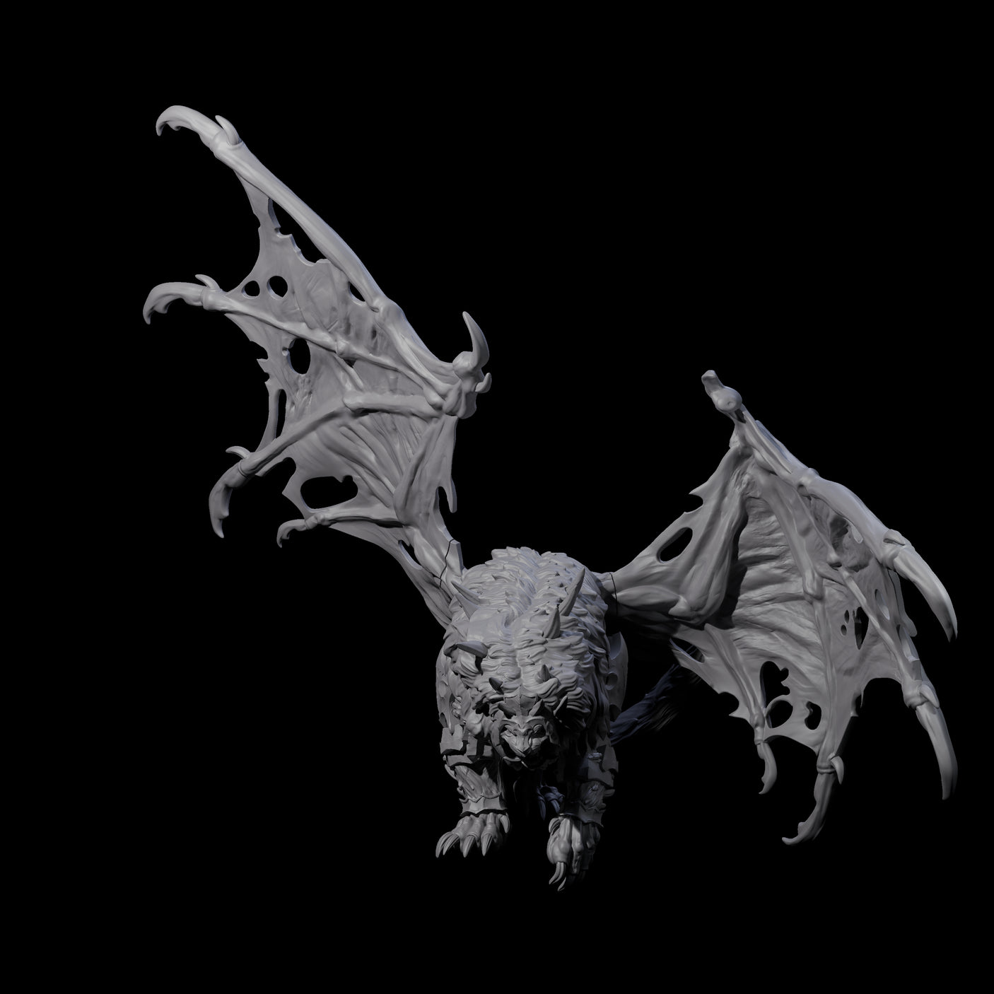 Stretching Dark Manticore B Miniature for Dungeons and Dragons, Pathfinder or other TTRPGs