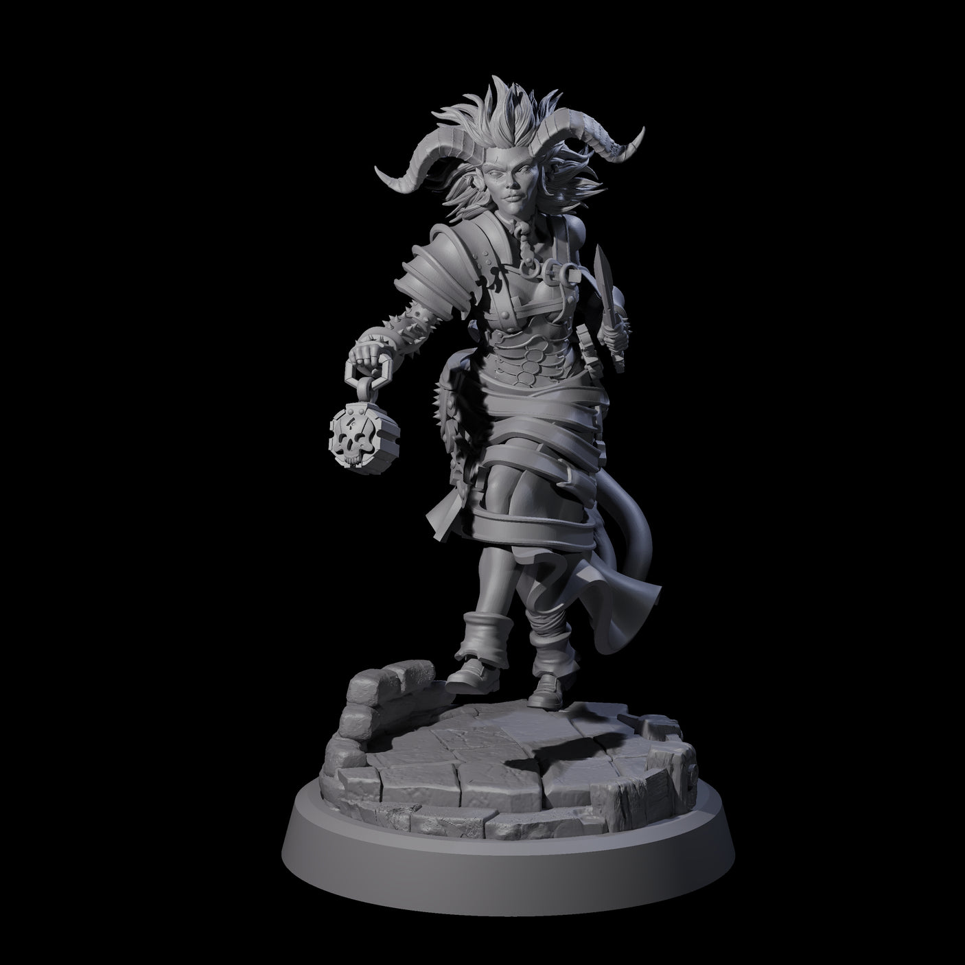 Striding Tiefling Adventurer Miniature for Dungeons and Dragons, Pathfinder or other TTRPGs