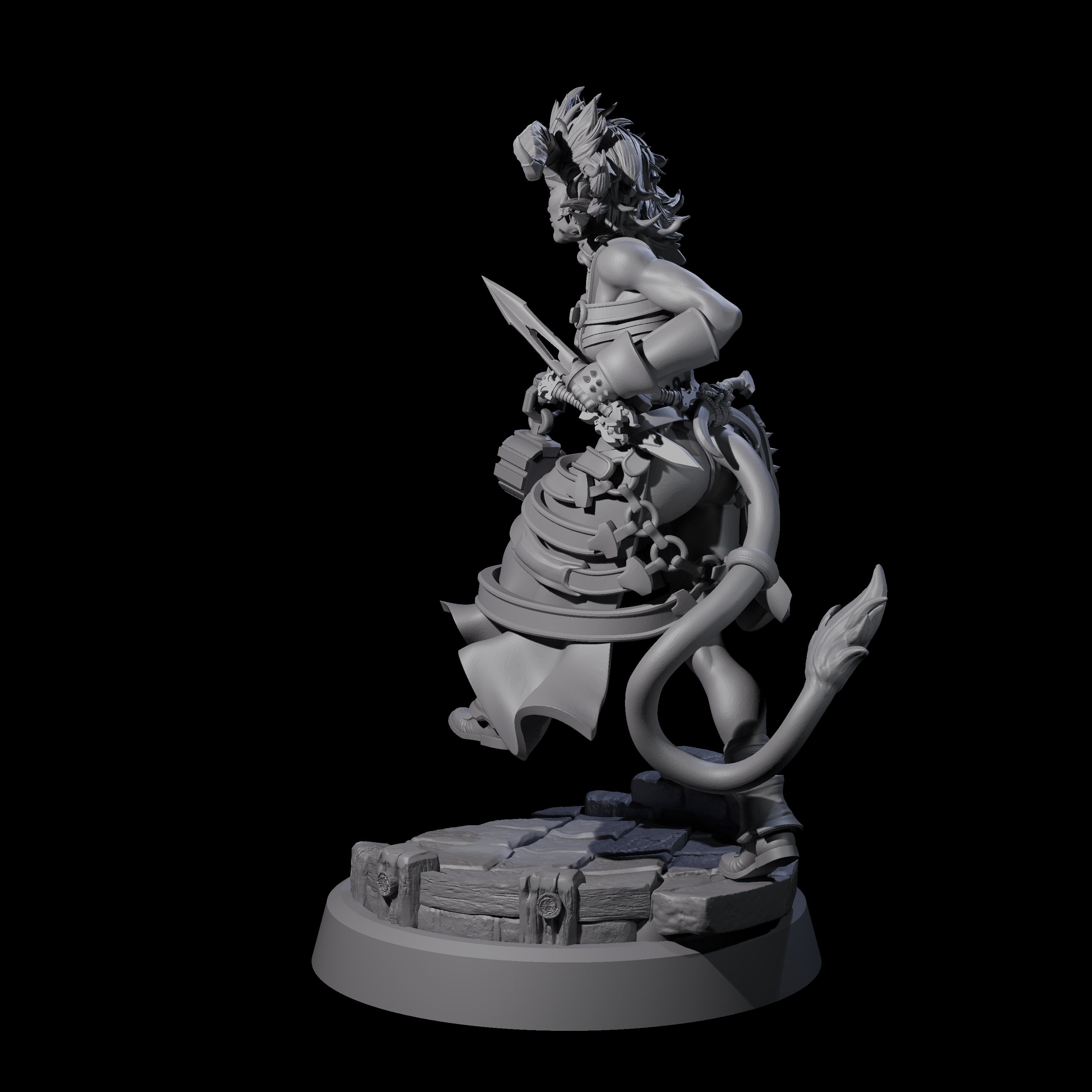 Striding Tiefling Adventurer Miniature for Dungeons and Dragons, Pathfinder or other TTRPGs