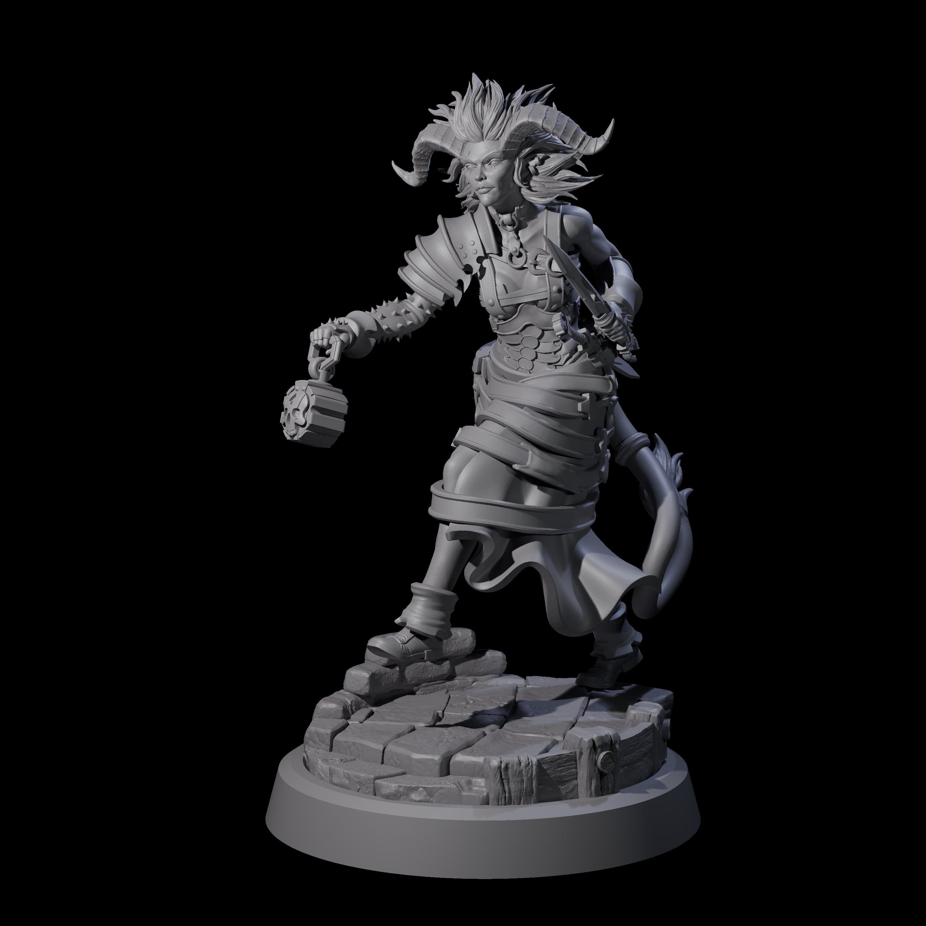 Striding Tiefling Adventurer Miniature for Dungeons and Dragons, Pathfinder or other TTRPGs