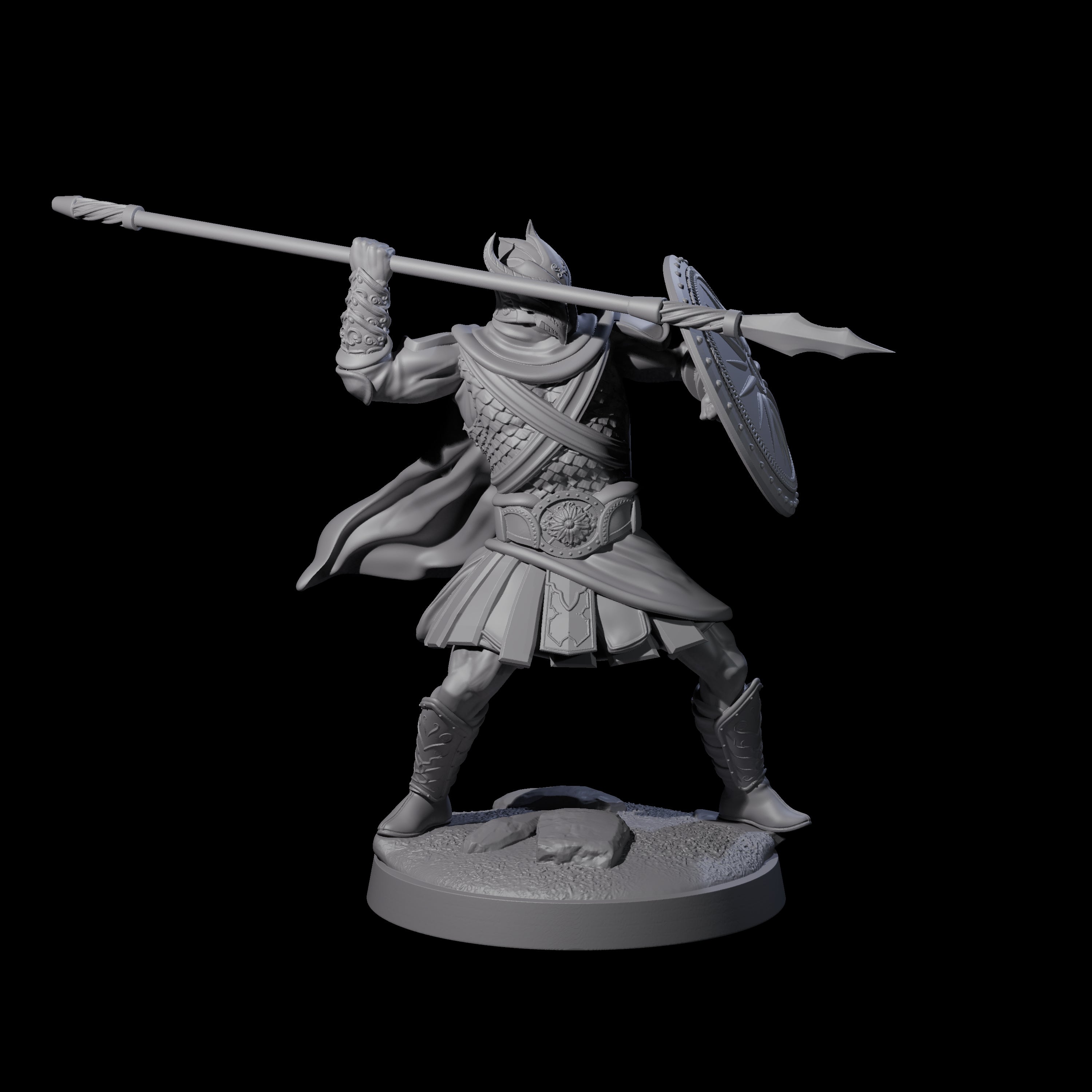 Striking Armoured Spearman Miniature for Dungeons and Dragons, Pathfinder or other TTRPGs