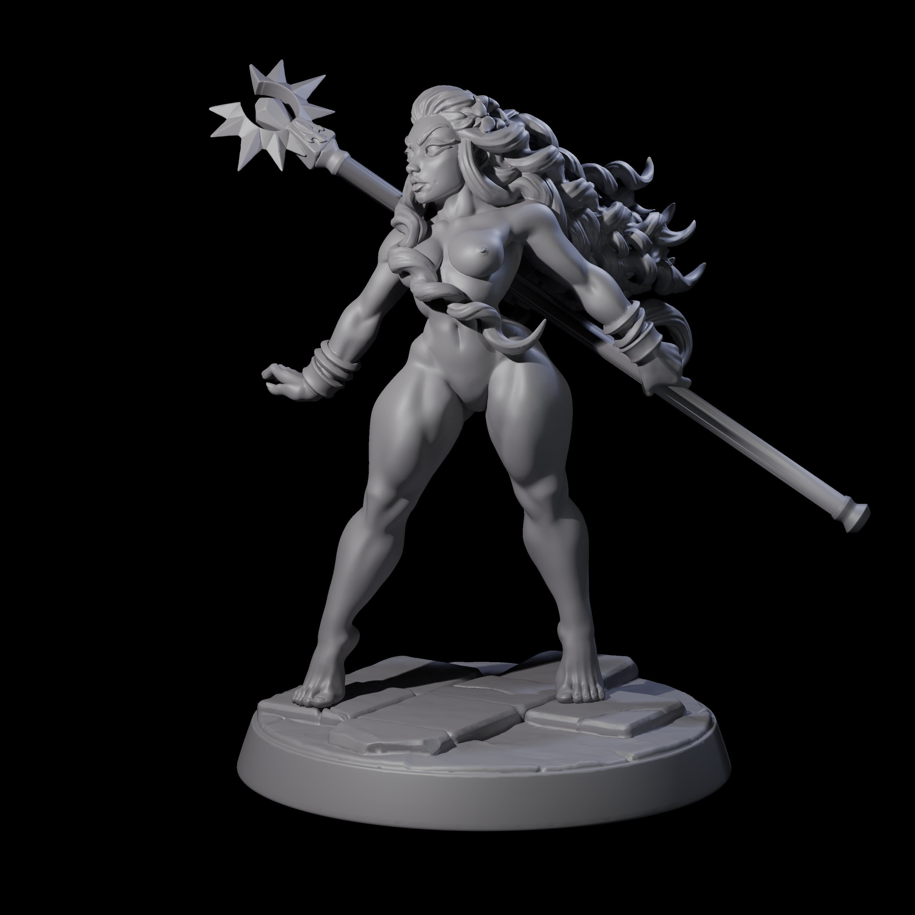 Striking Cleric Pin-up Miniature for Dungeons and Dragons, Pathfinder or other TTRPGs