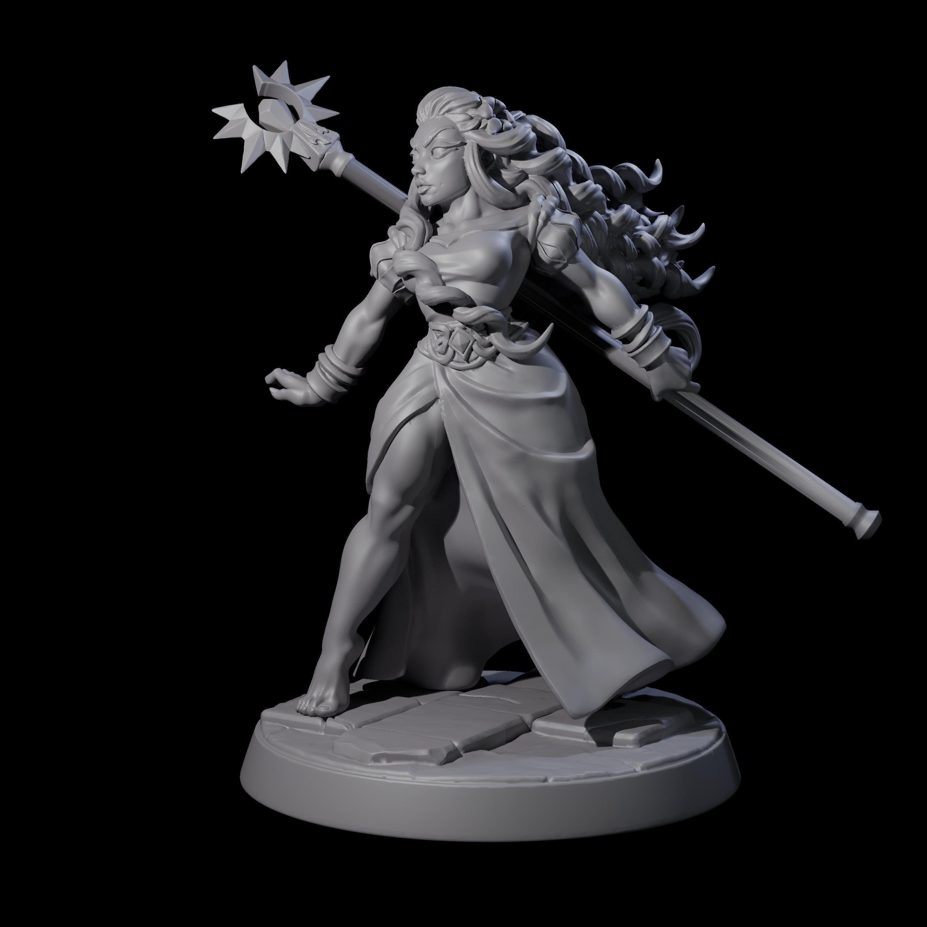 Striking Cleric Pin-up Miniature for Dungeons and Dragons, Pathfinder or other TTRPGs