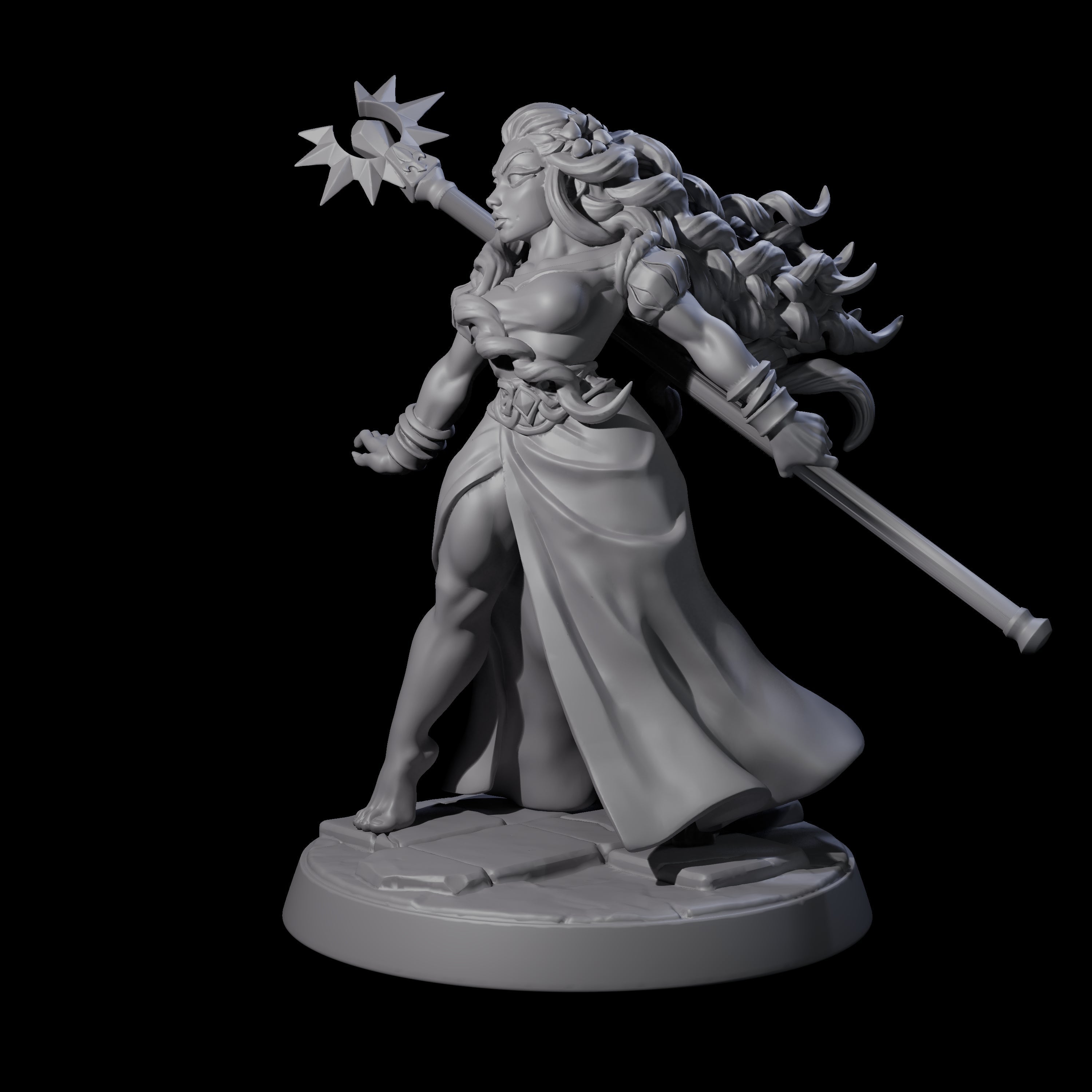 Striking Cleric Pin-up Miniature for Dungeons and Dragons, Pathfinder or other TTRPGs