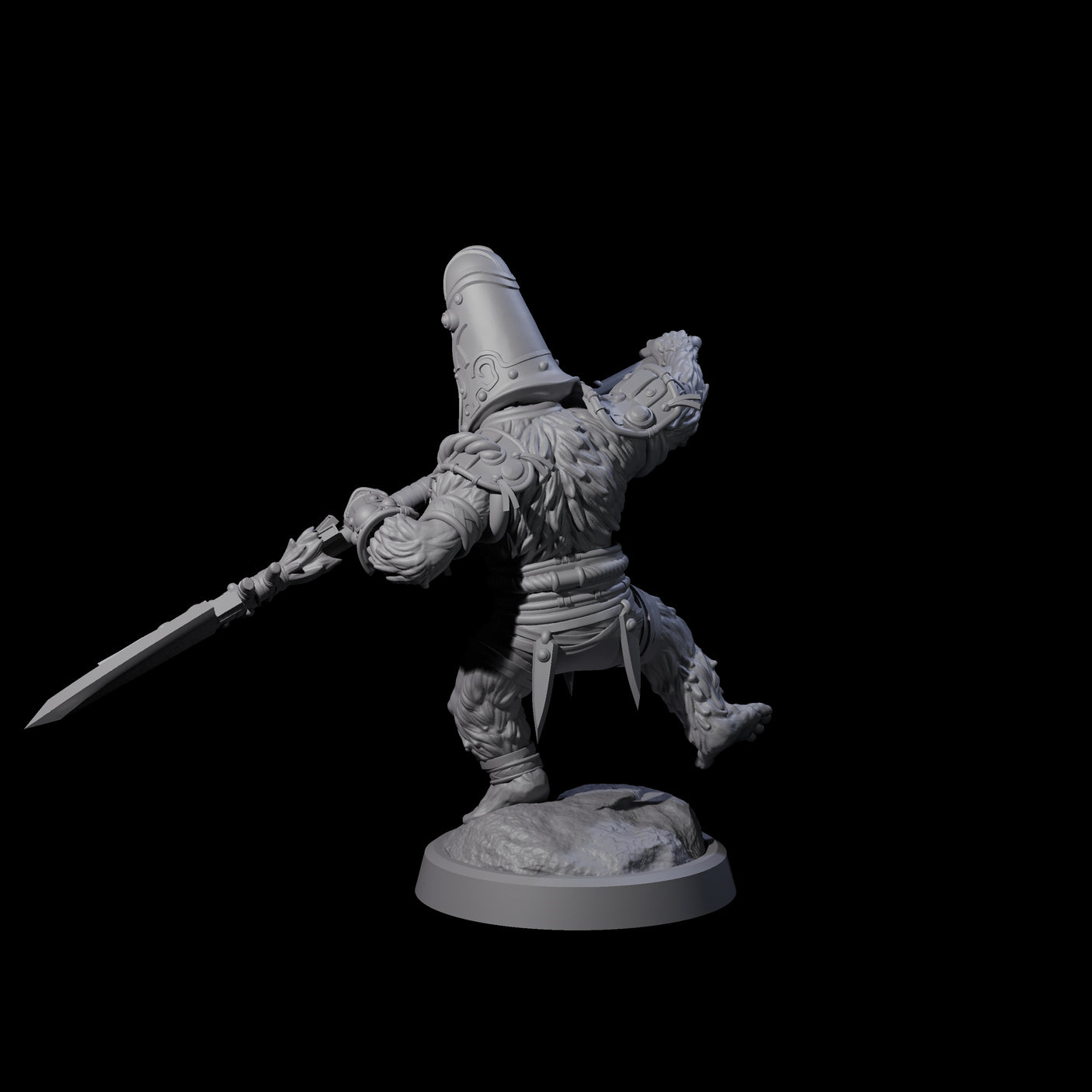 Striking Furry Orc A Miniature for Dungeons and Dragons, Pathfinder or other TTRPGs