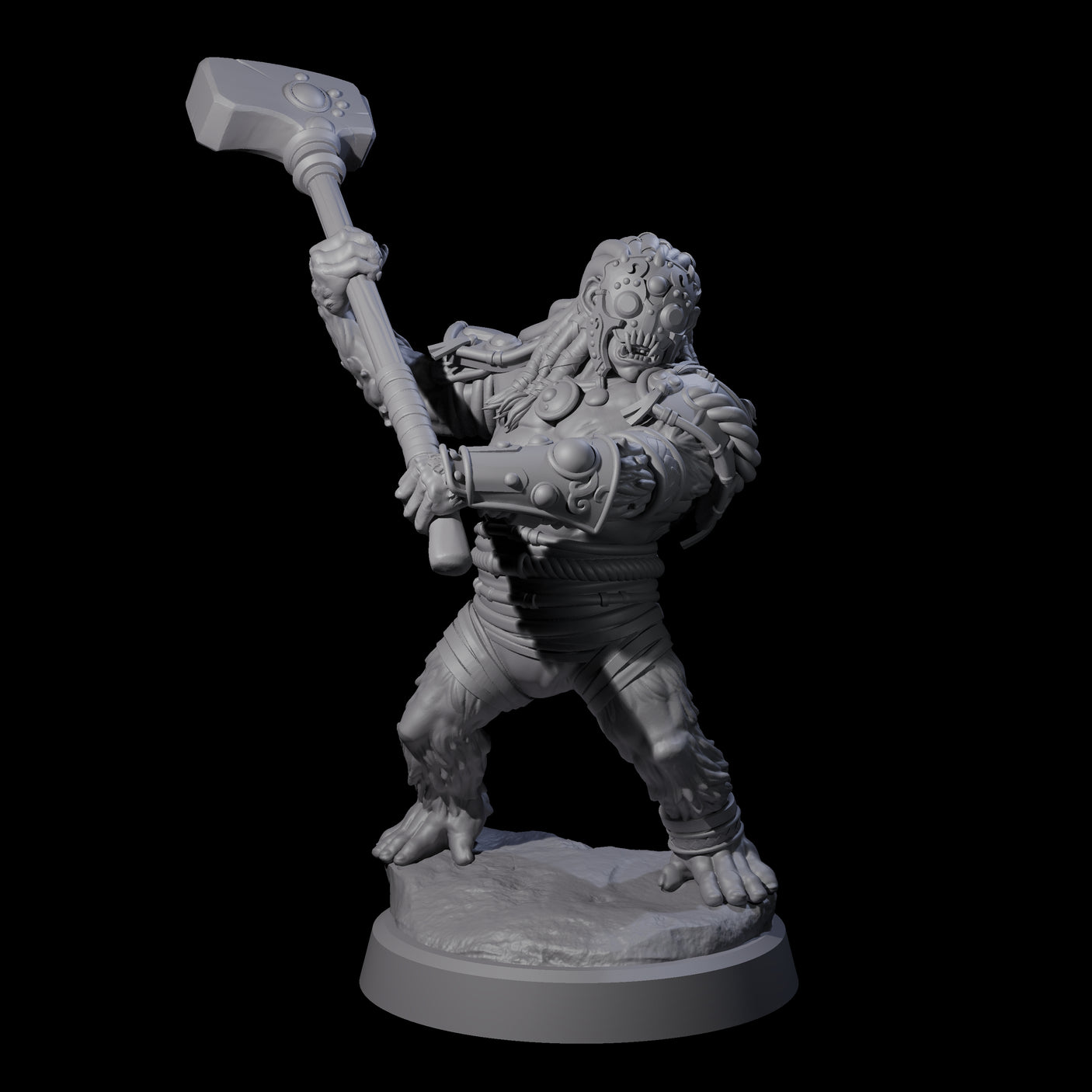 Striking Furry Orc B Miniature for Dungeons and Dragons, Pathfinder or other TTRPGs
