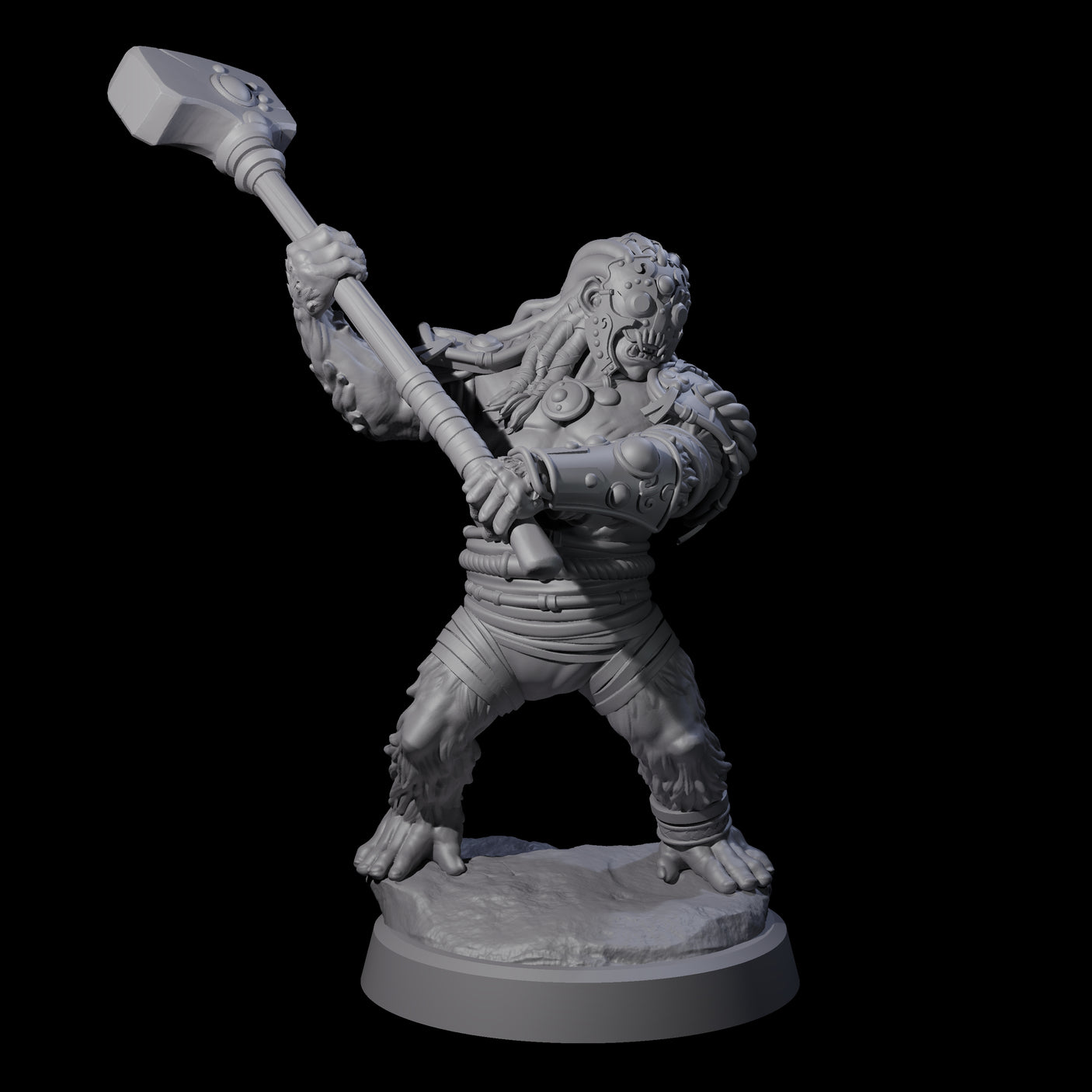 Striking Furry Orc B Miniature for Dungeons and Dragons, Pathfinder or other TTRPGs