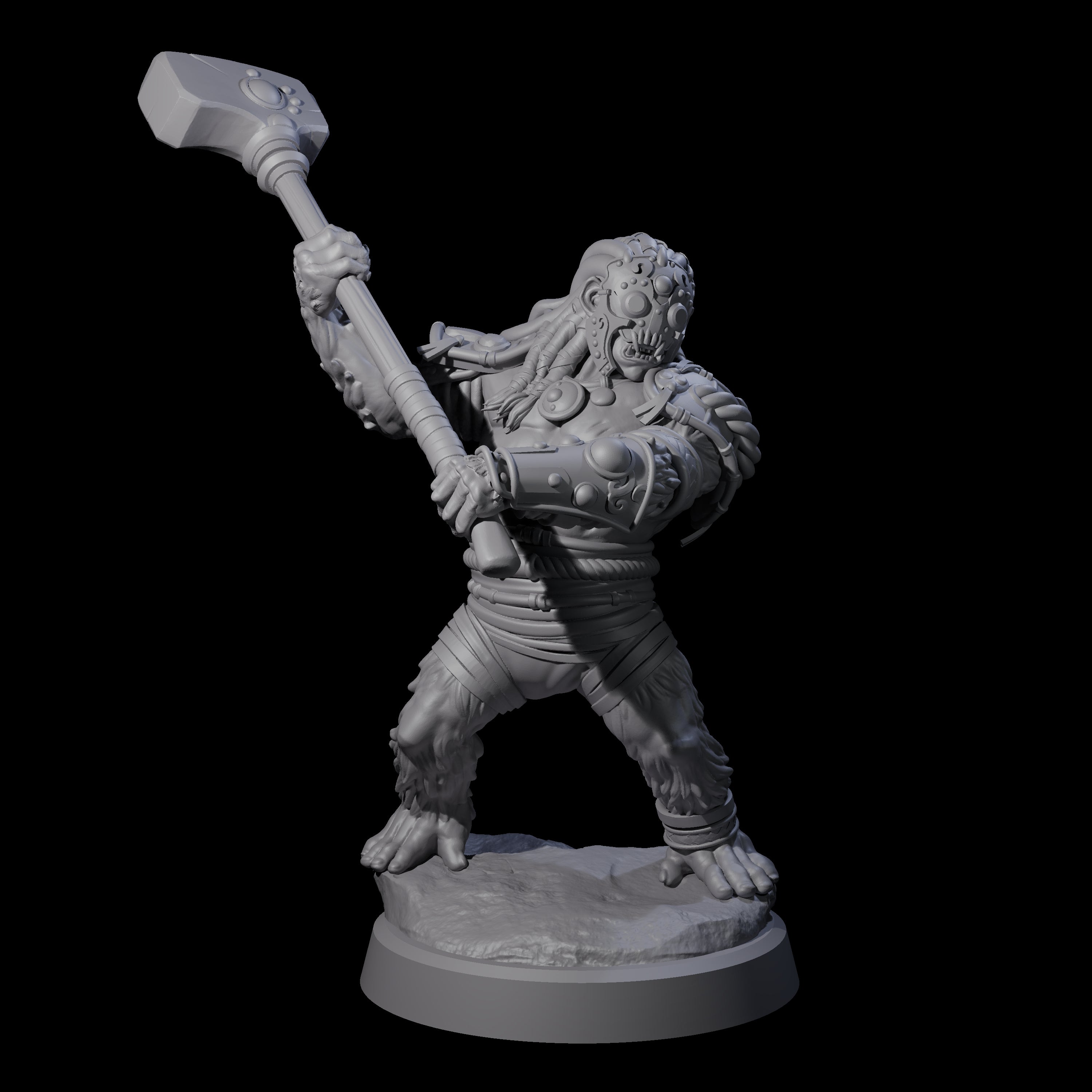 Striking Furry Orc B Miniature for Dungeons and Dragons, Pathfinder or other TTRPGs