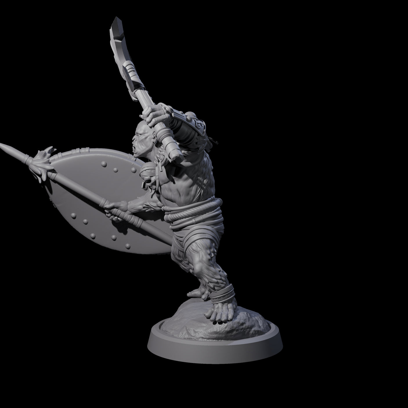Striking Furry Orc C Miniature for Dungeons and Dragons, Pathfinder or other TTRPGs