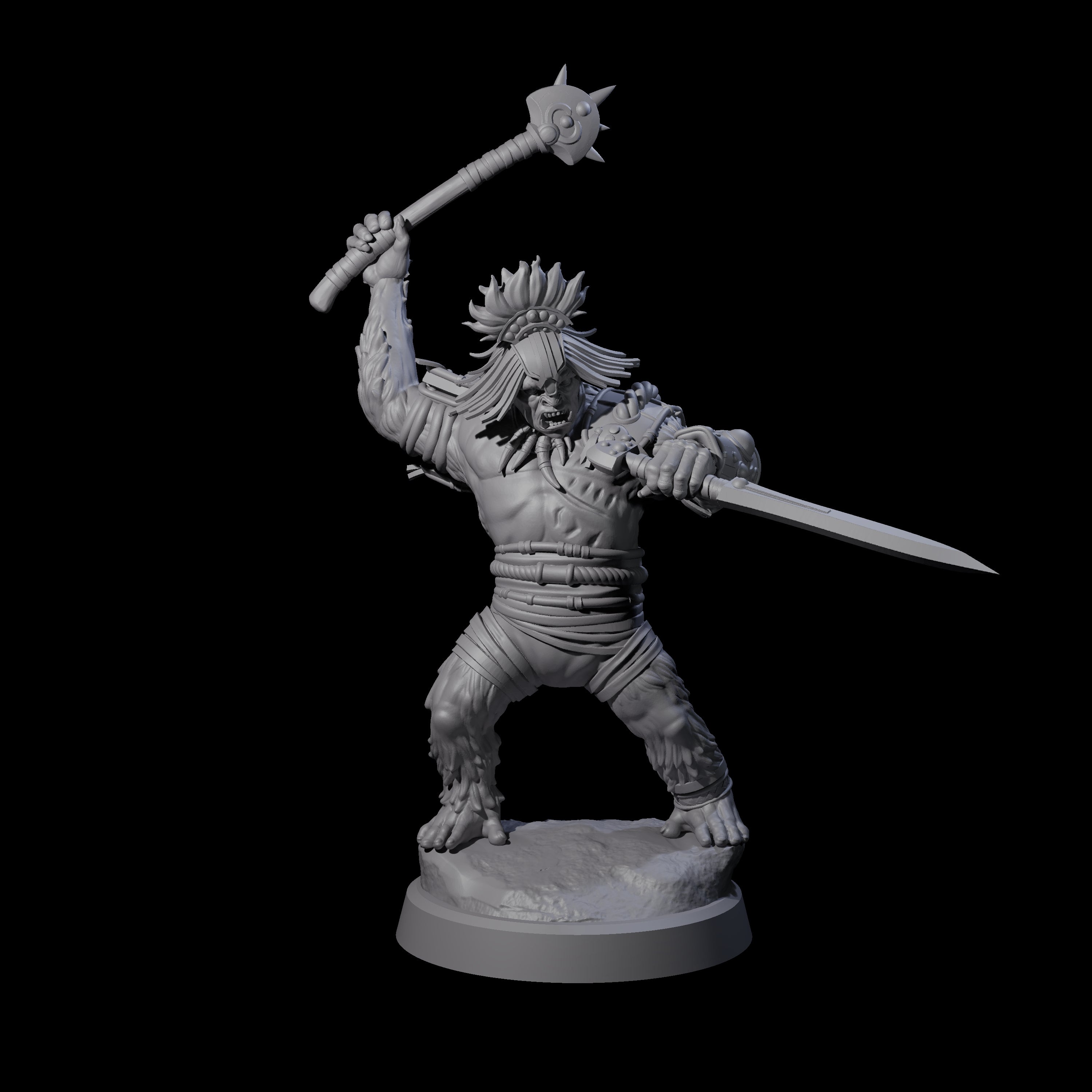 Striking Furry Orc D Miniature for Dungeons and Dragons, Pathfinder or other TTRPGs