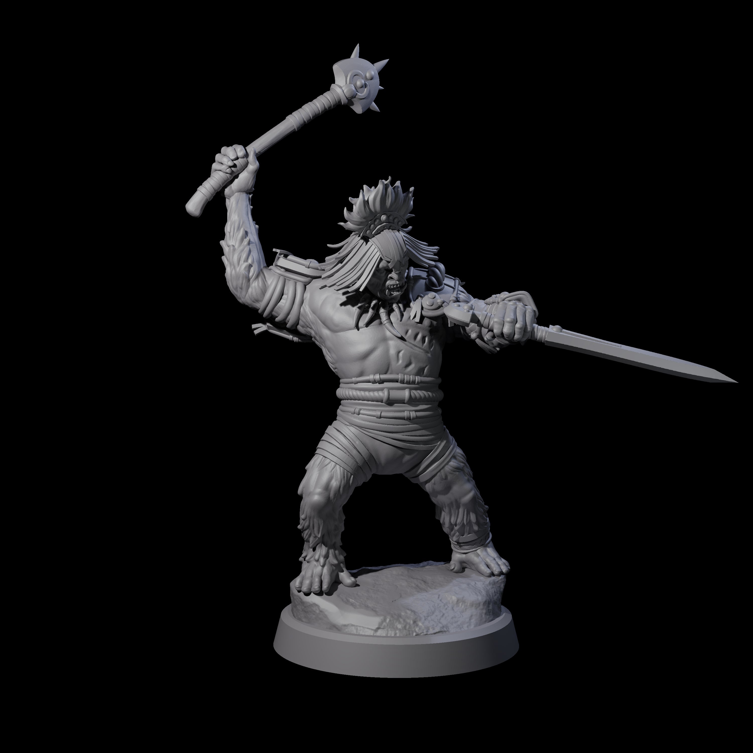 Striking Furry Orc D Miniature for Dungeons and Dragons, Pathfinder or other TTRPGs