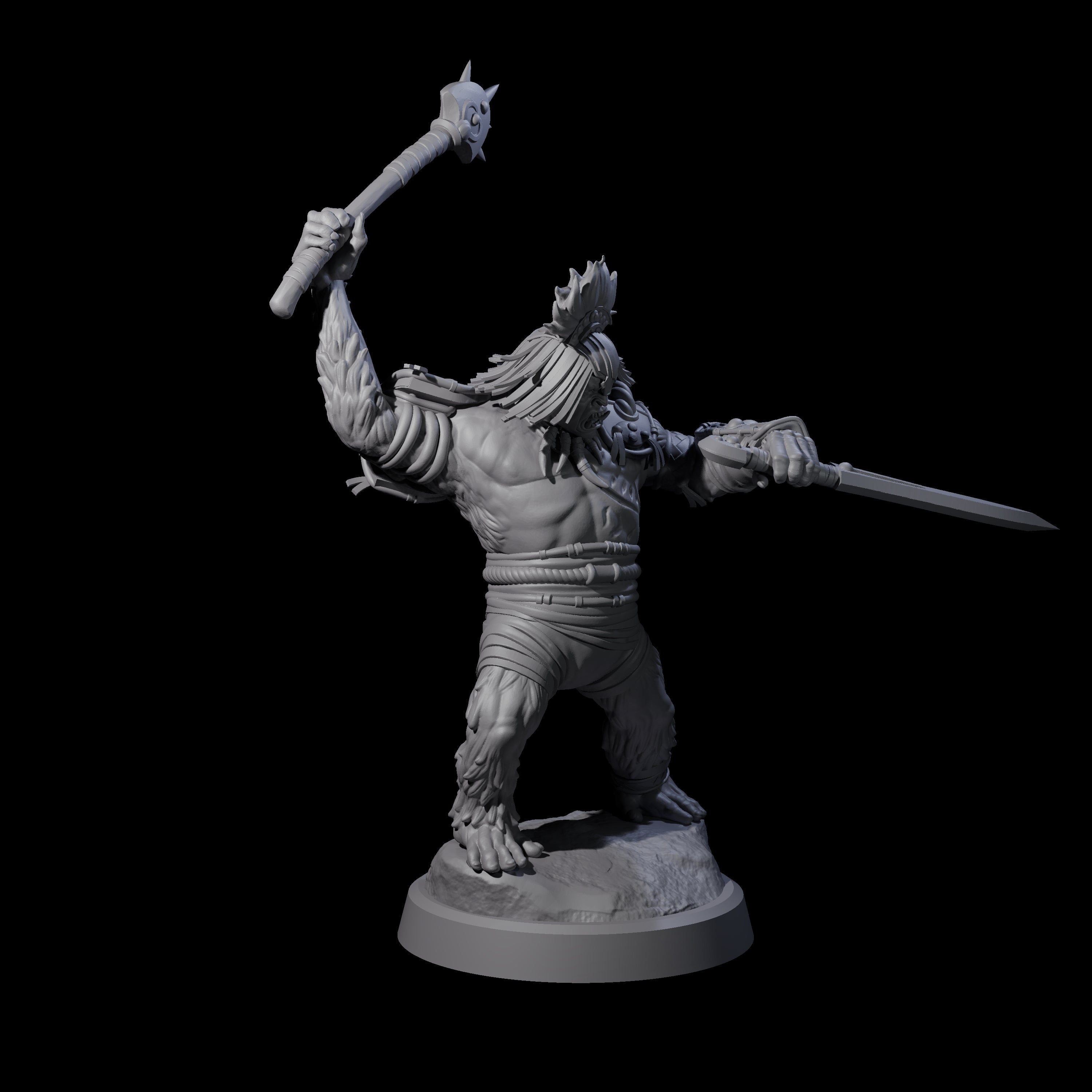 Striking Furry Orc D Miniature for Dungeons and Dragons, Pathfinder or other TTRPGs