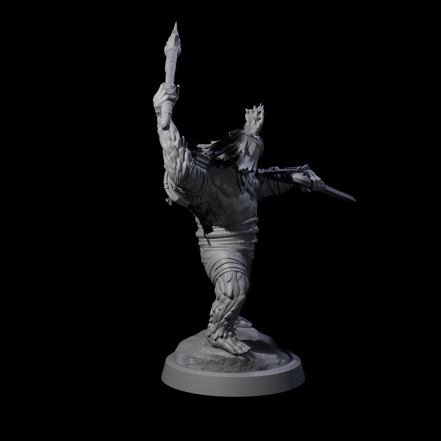 Striking Furry Orc D Miniature for Dungeons and Dragons, Pathfinder or other TTRPGs