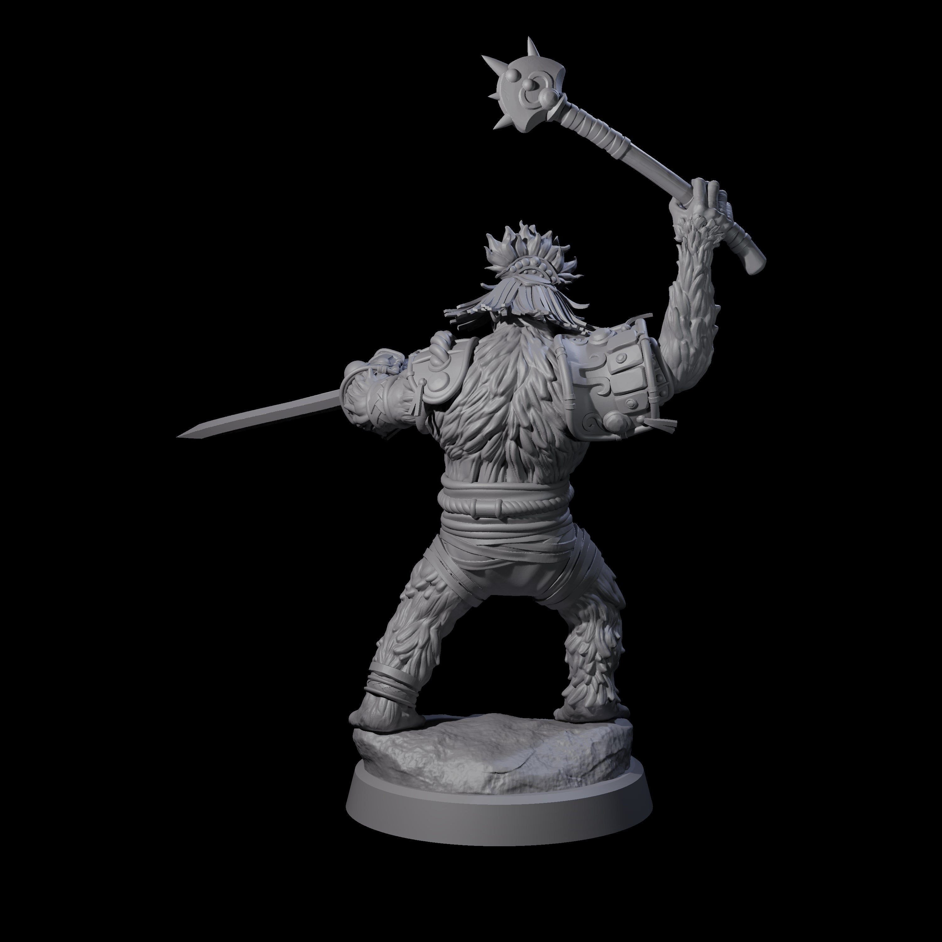 Striking Furry Orc D Miniature for Dungeons and Dragons, Pathfinder or other TTRPGs