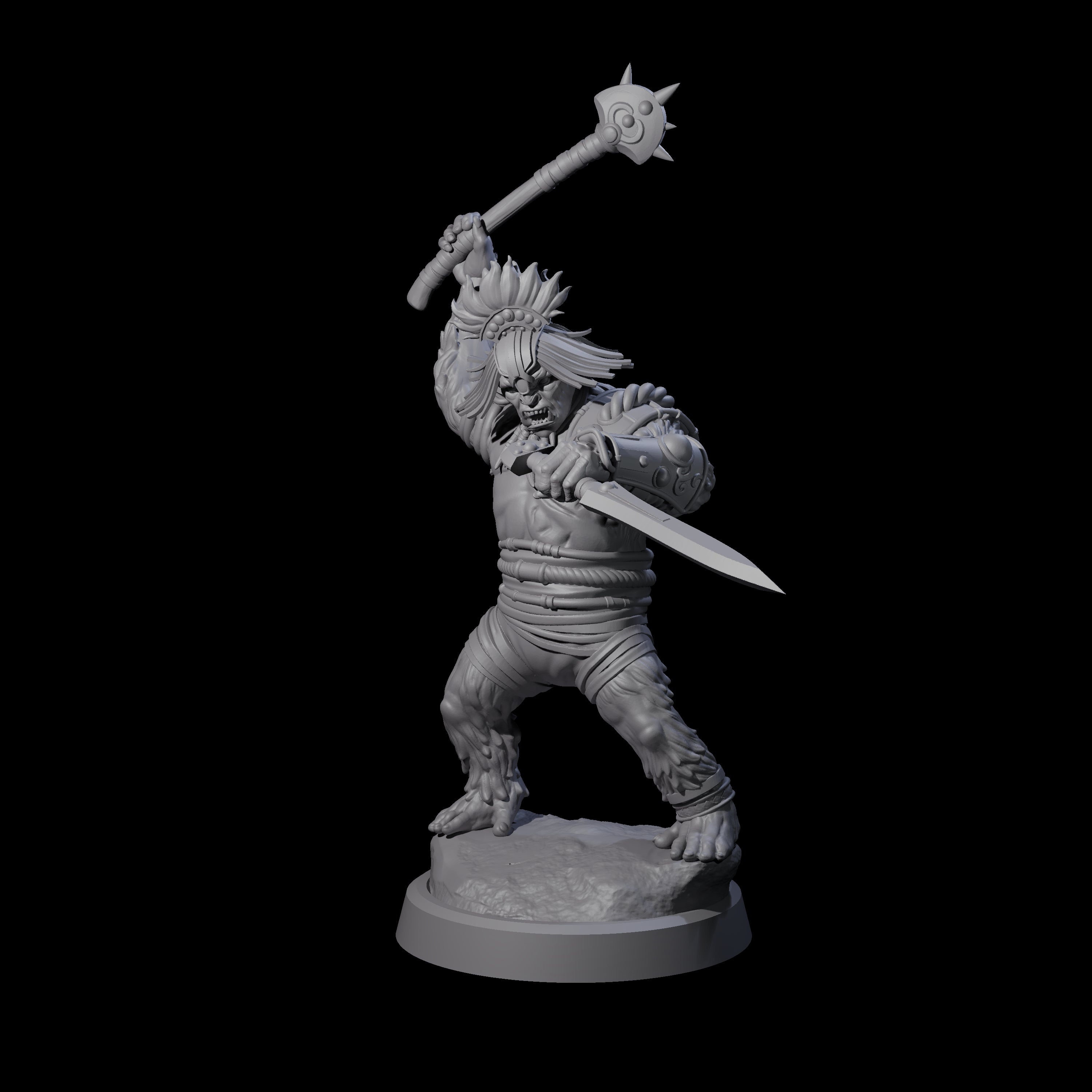 Striking Furry Orc D Miniature for Dungeons and Dragons, Pathfinder or other TTRPGs