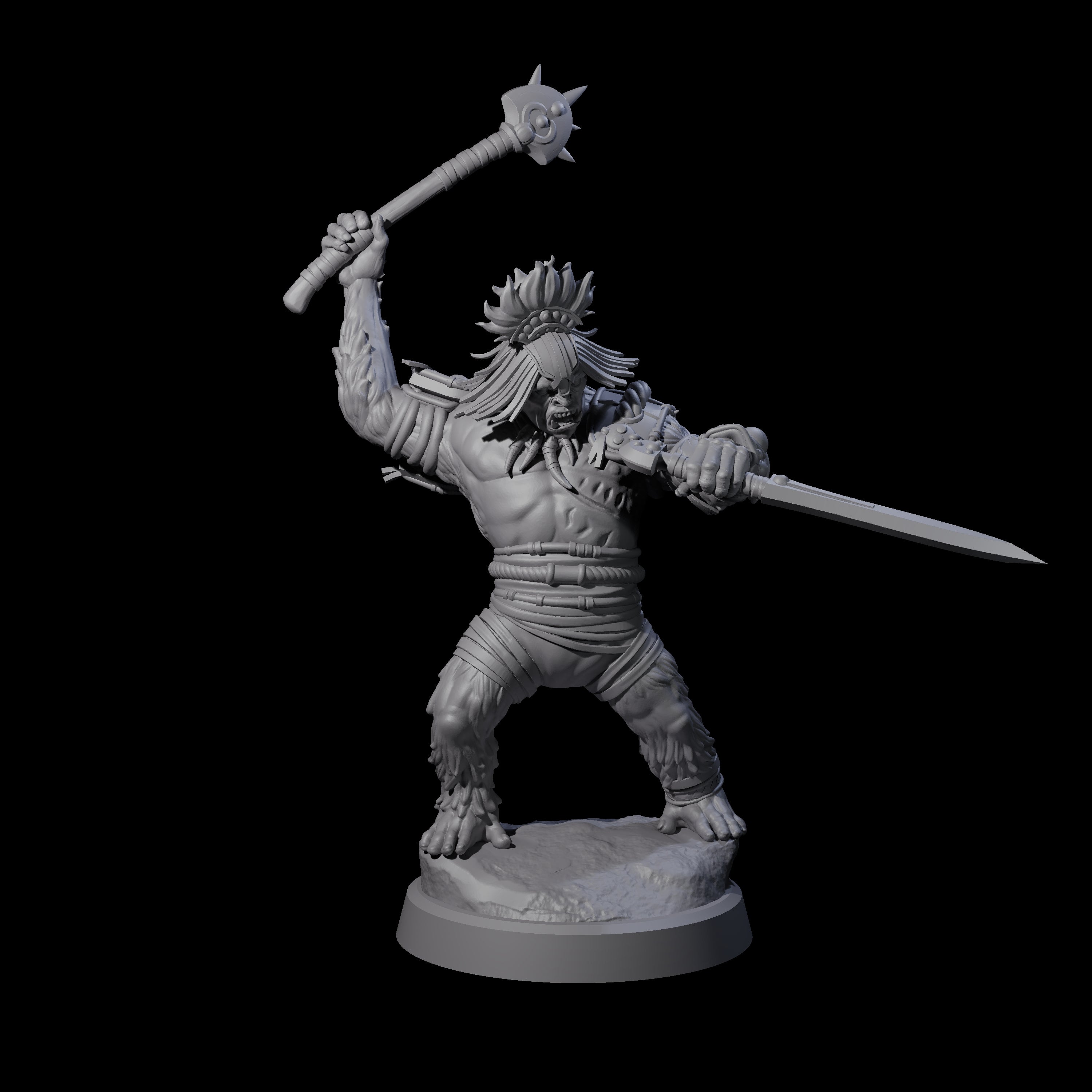 Striking Furry Orc D Miniature for Dungeons and Dragons, Pathfinder or other TTRPGs