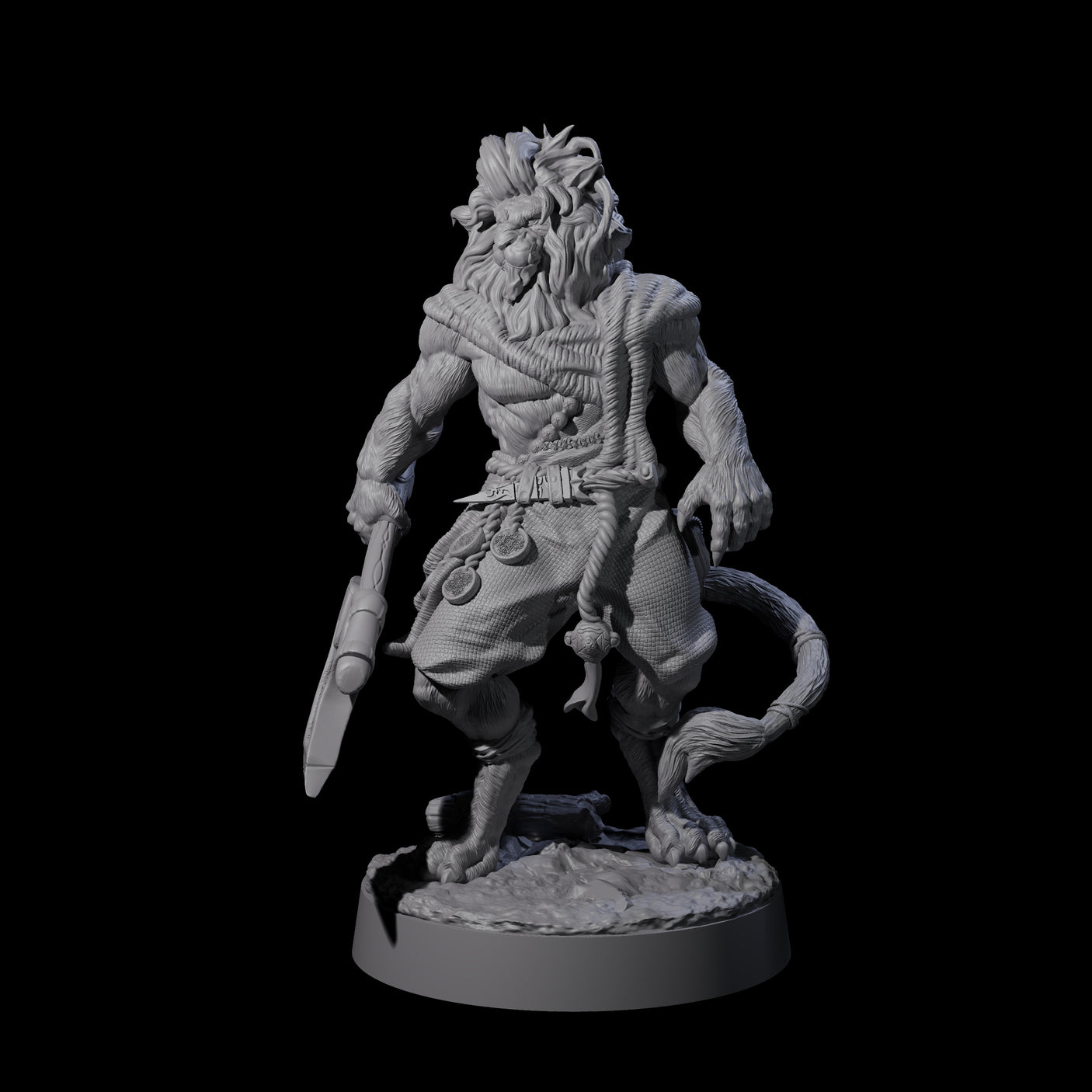 Striking Leonin Warblade B Miniature for Dungeons and Dragons, Pathfinder or other TTRPGs