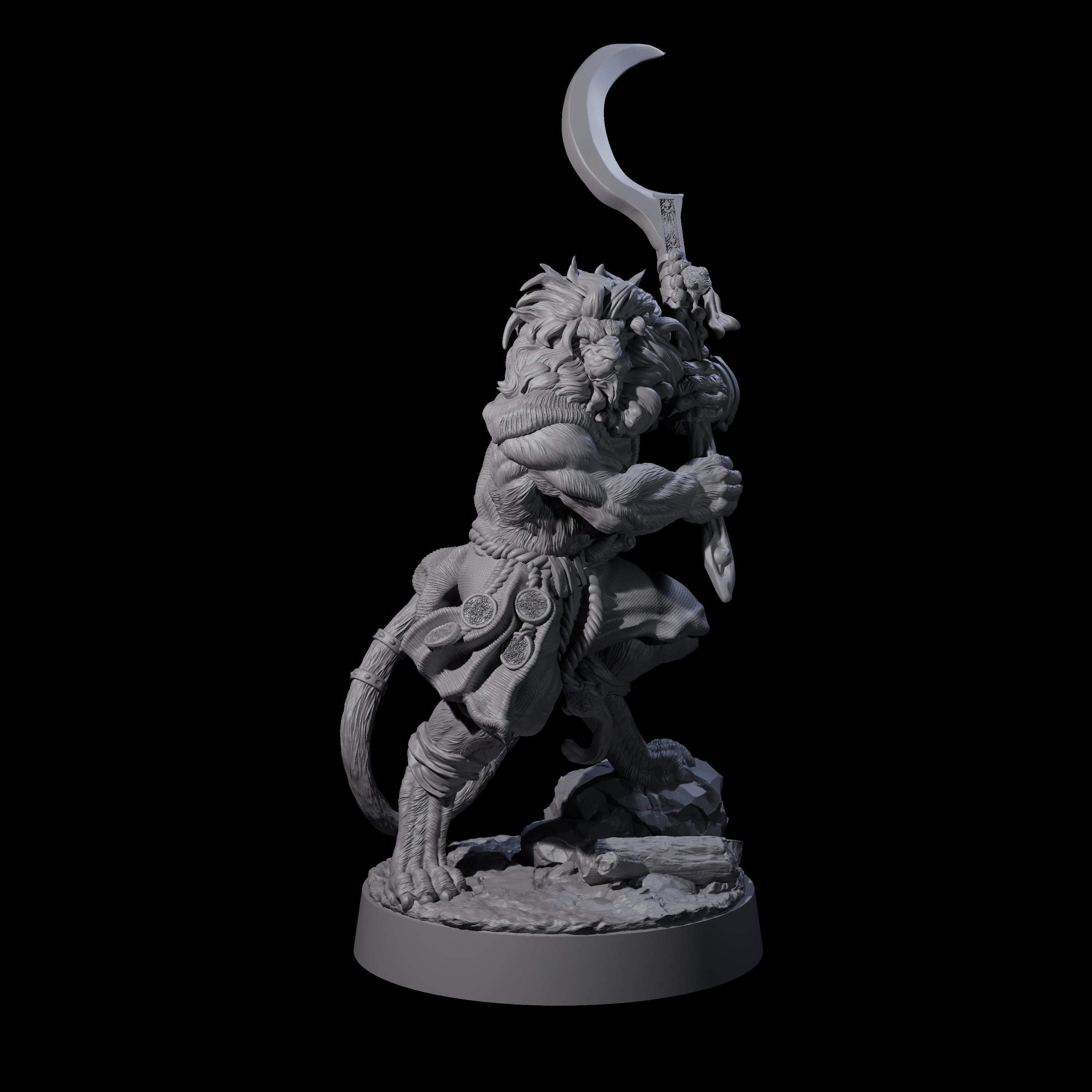Striking Leonin Warblade C Miniature for Dungeons and Dragons, Pathfinder or other TTRPGs