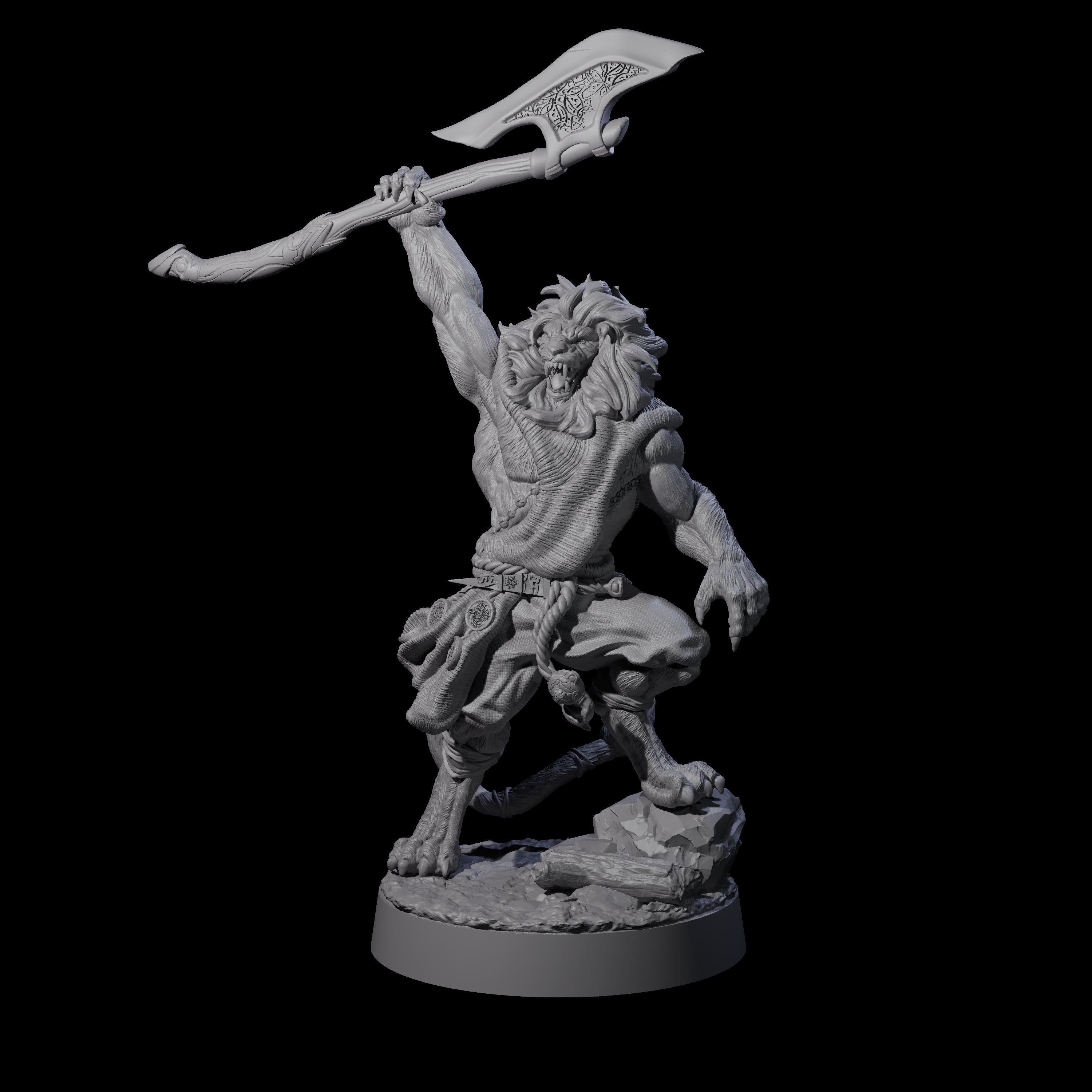 Striking Leonin Warblade D Miniature for Dungeons and Dragons, Pathfinder or other TTRPGs