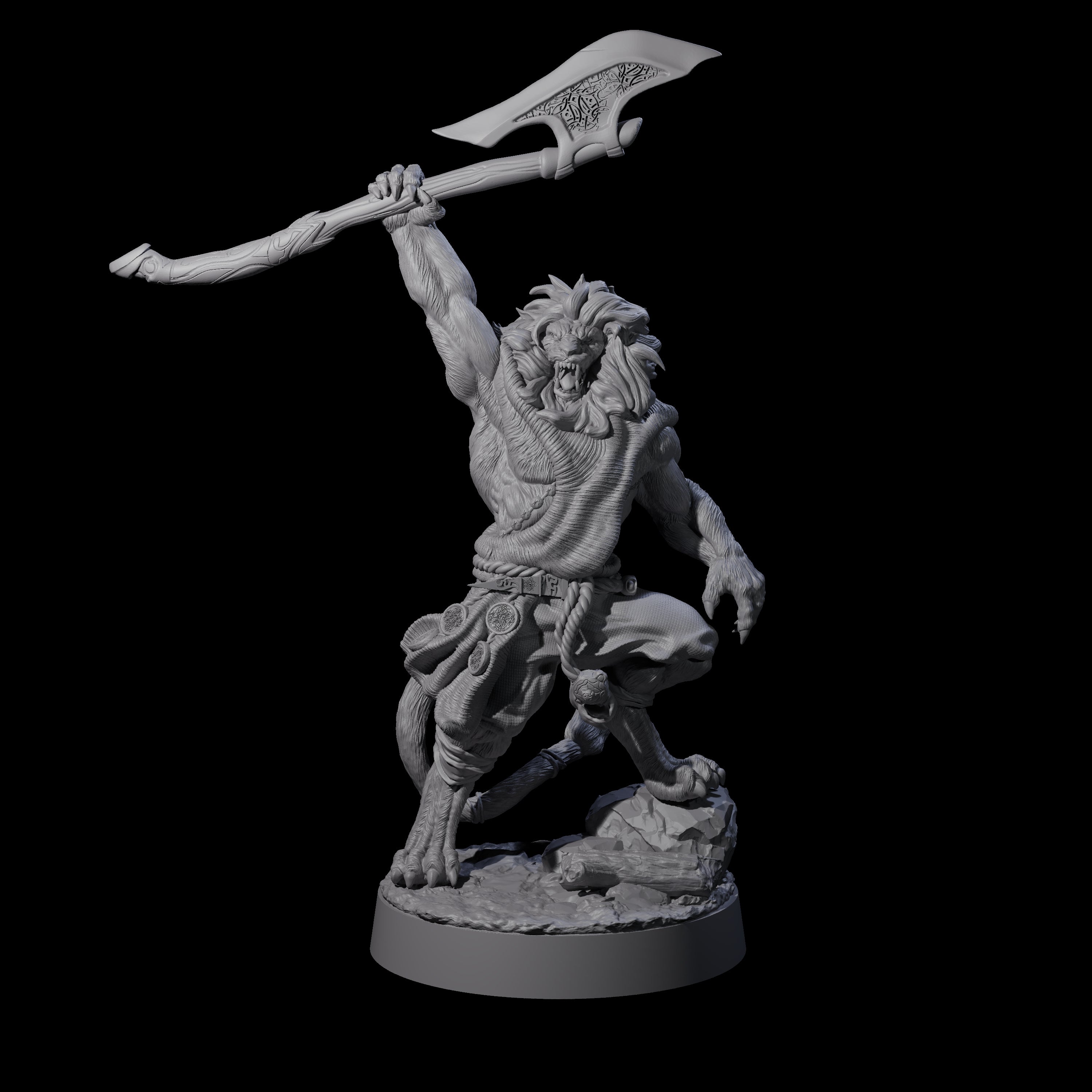 Striking Leonin Warblade D Miniature for Dungeons and Dragons, Pathfinder or other TTRPGs