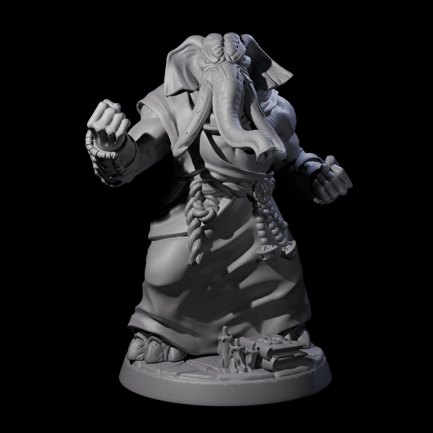 Striking Loxodon Monk B Miniature for Dungeons and Dragons, Pathfinder or other TTRPGs