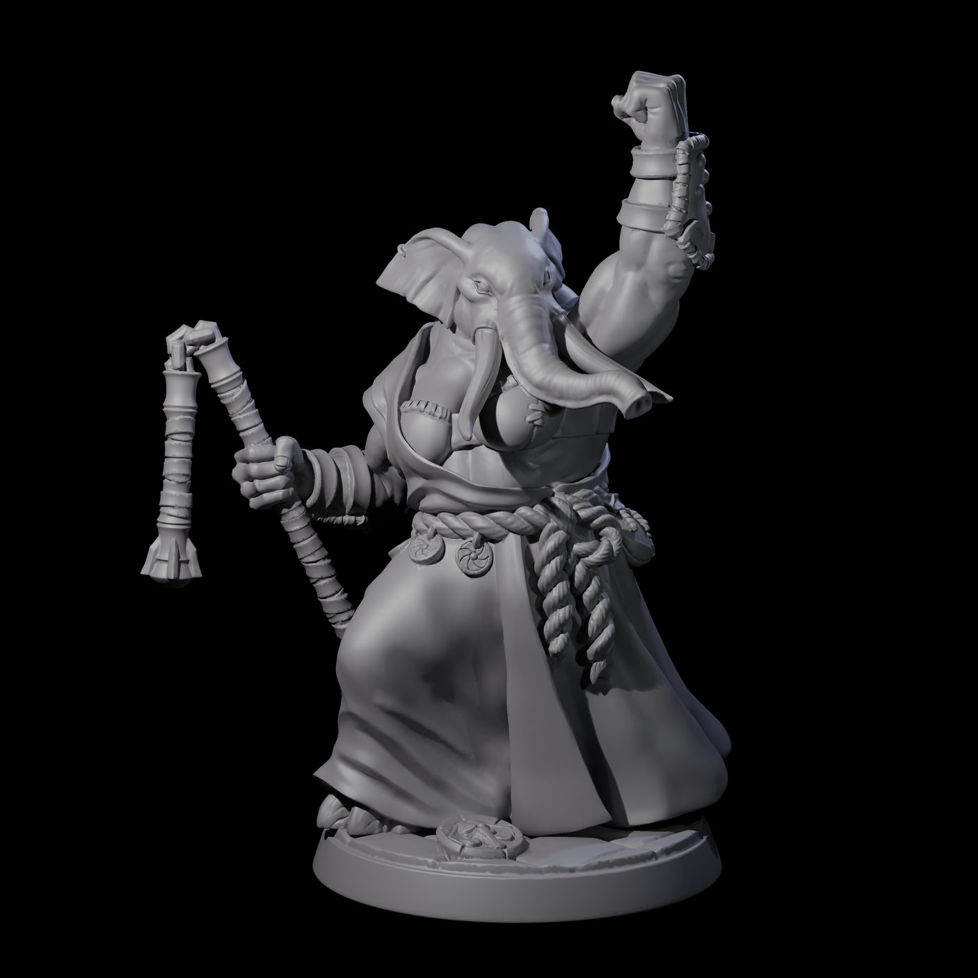 Striking Loxodon Monk C Miniature for Dungeons and Dragons, Pathfinder or other TTRPGs