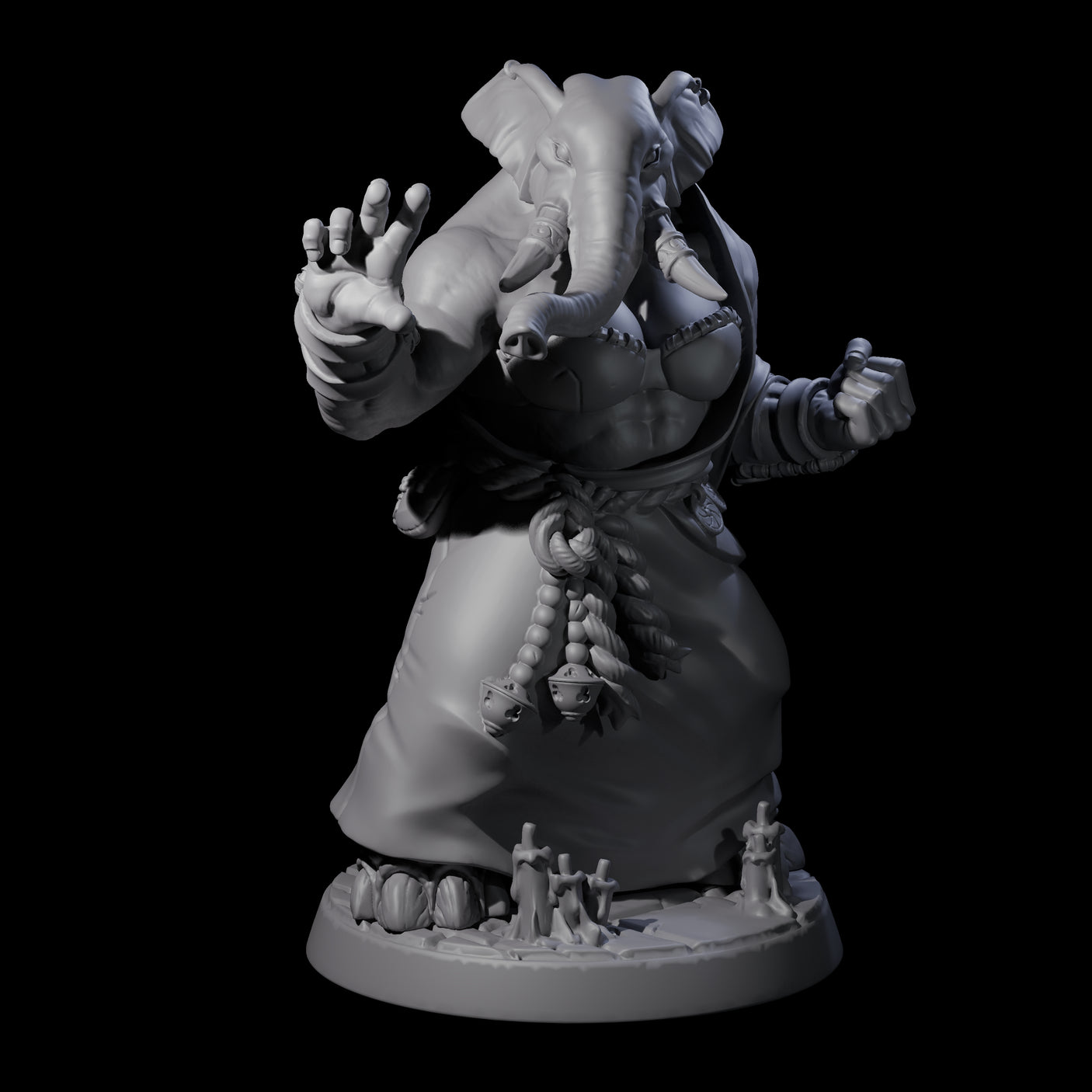 Striking Loxodon Monk D Miniature for Dungeons and Dragons, Pathfinder or other TTRPGs