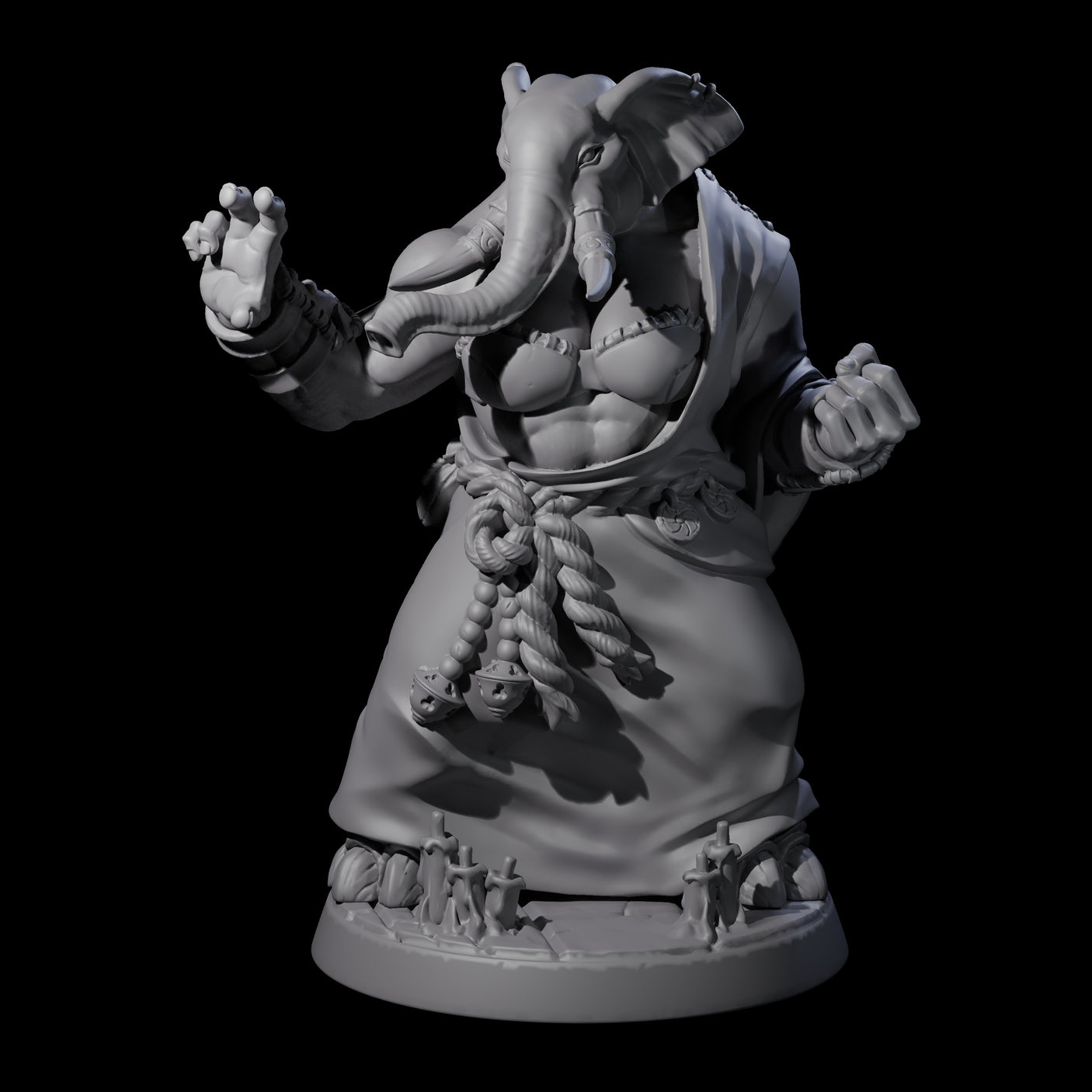 Striking Loxodon Monk D Miniature for Dungeons and Dragons, Pathfinder or other TTRPGs