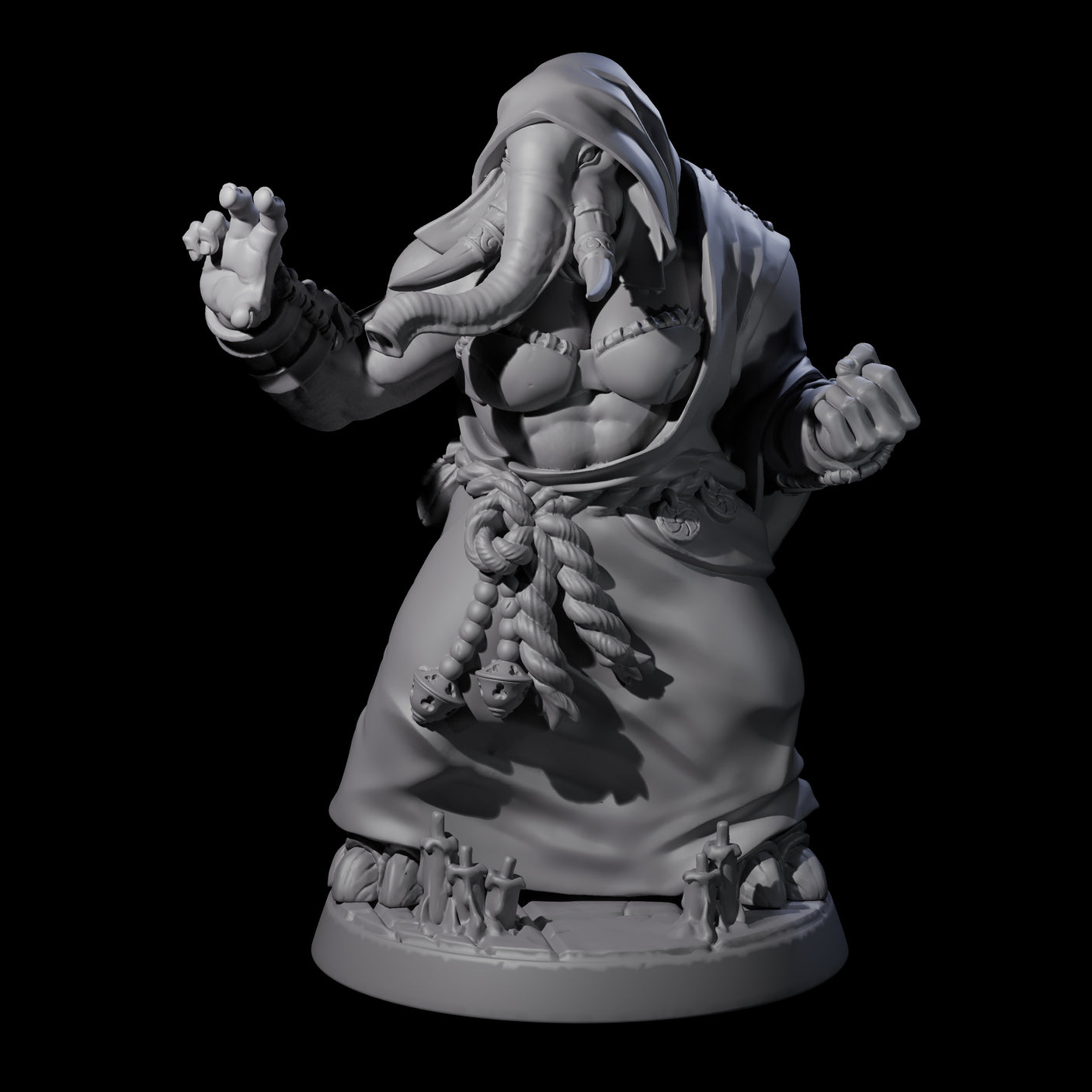 Striking Loxodon Monk D Miniature for Dungeons and Dragons, Pathfinder or other TTRPGs