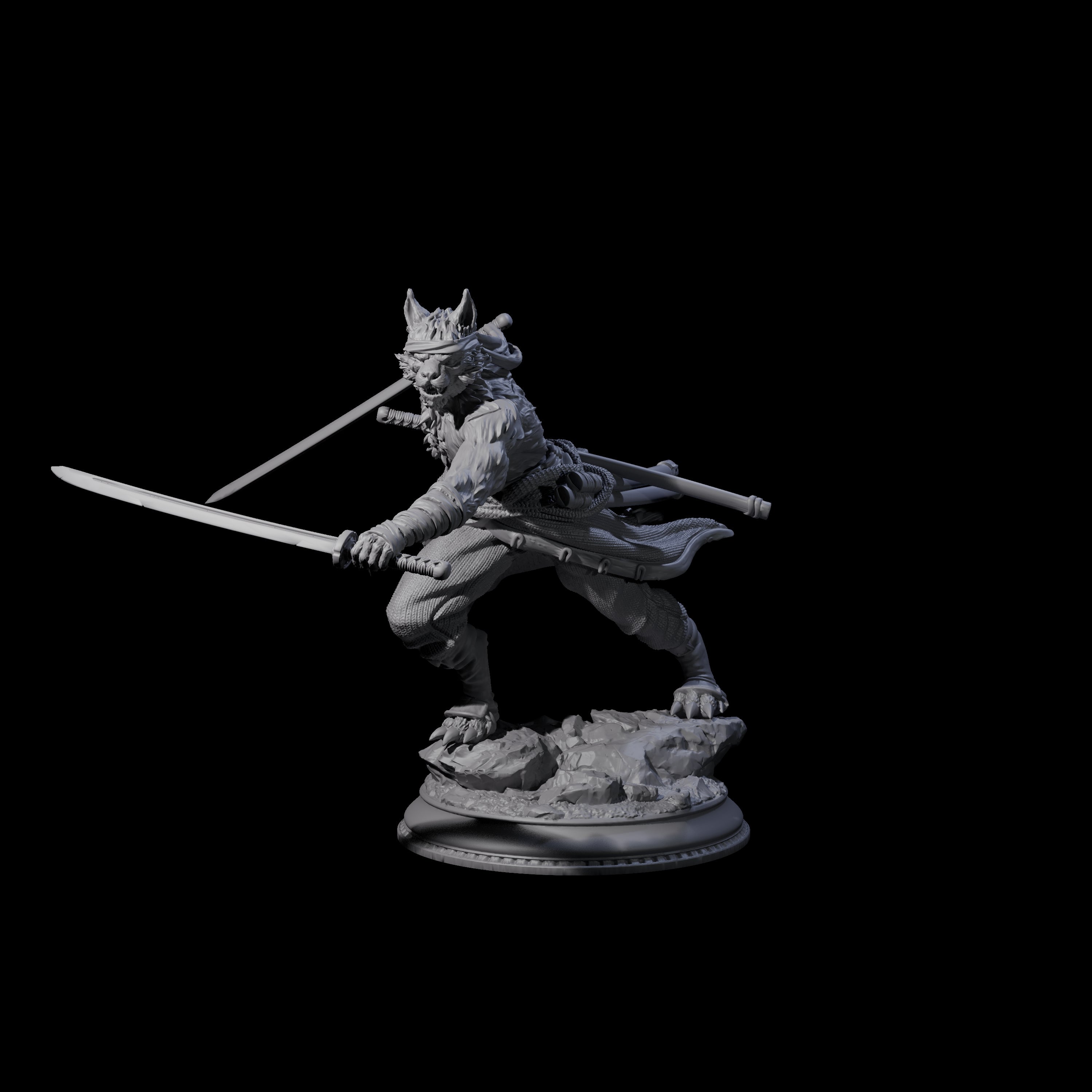 Striking Tabaxi Pirate Miniature for Dungeons and Dragons, Pathfinder or other TTRPGs