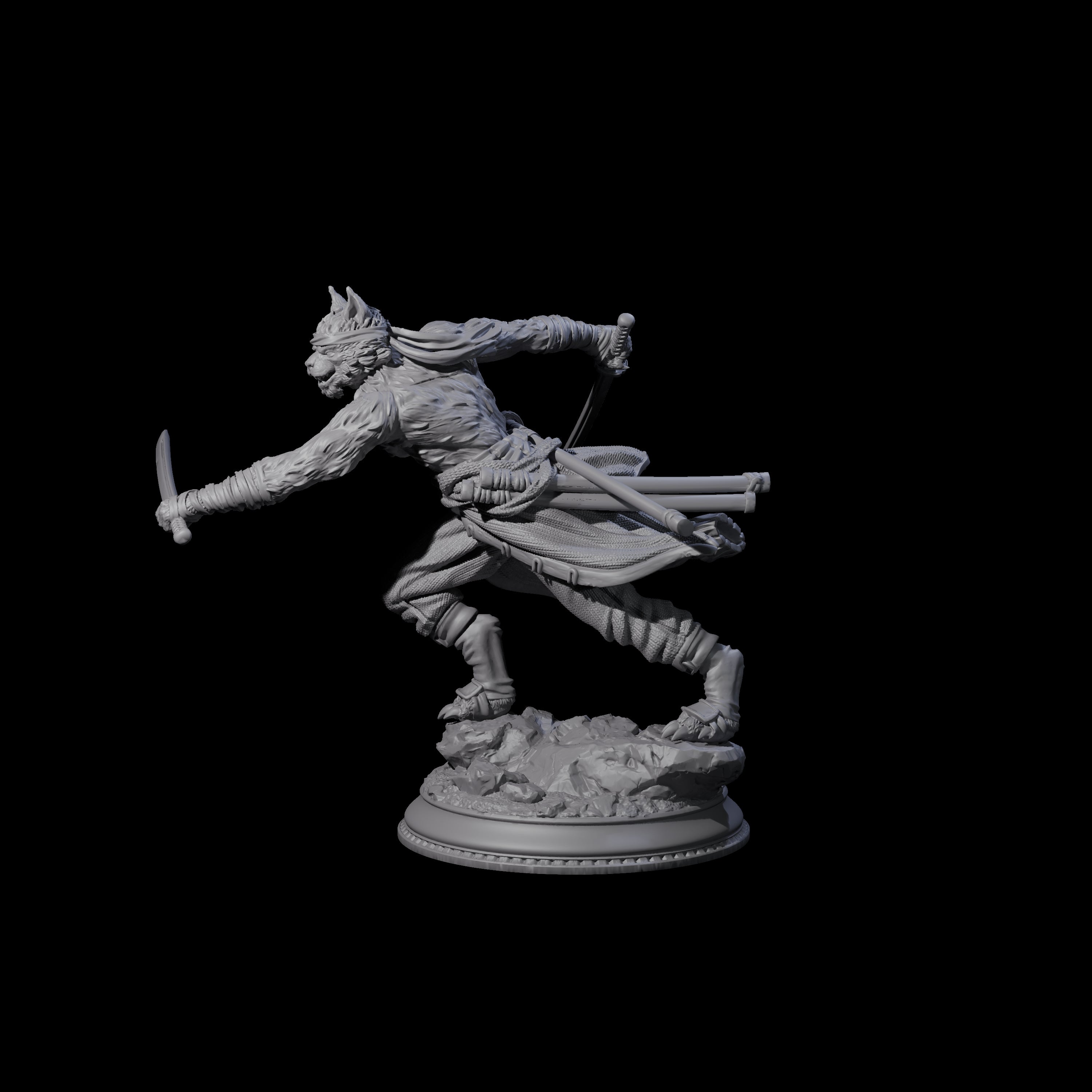 Striking Tabaxi Pirate Miniature for Dungeons and Dragons, Pathfinder or other TTRPGs