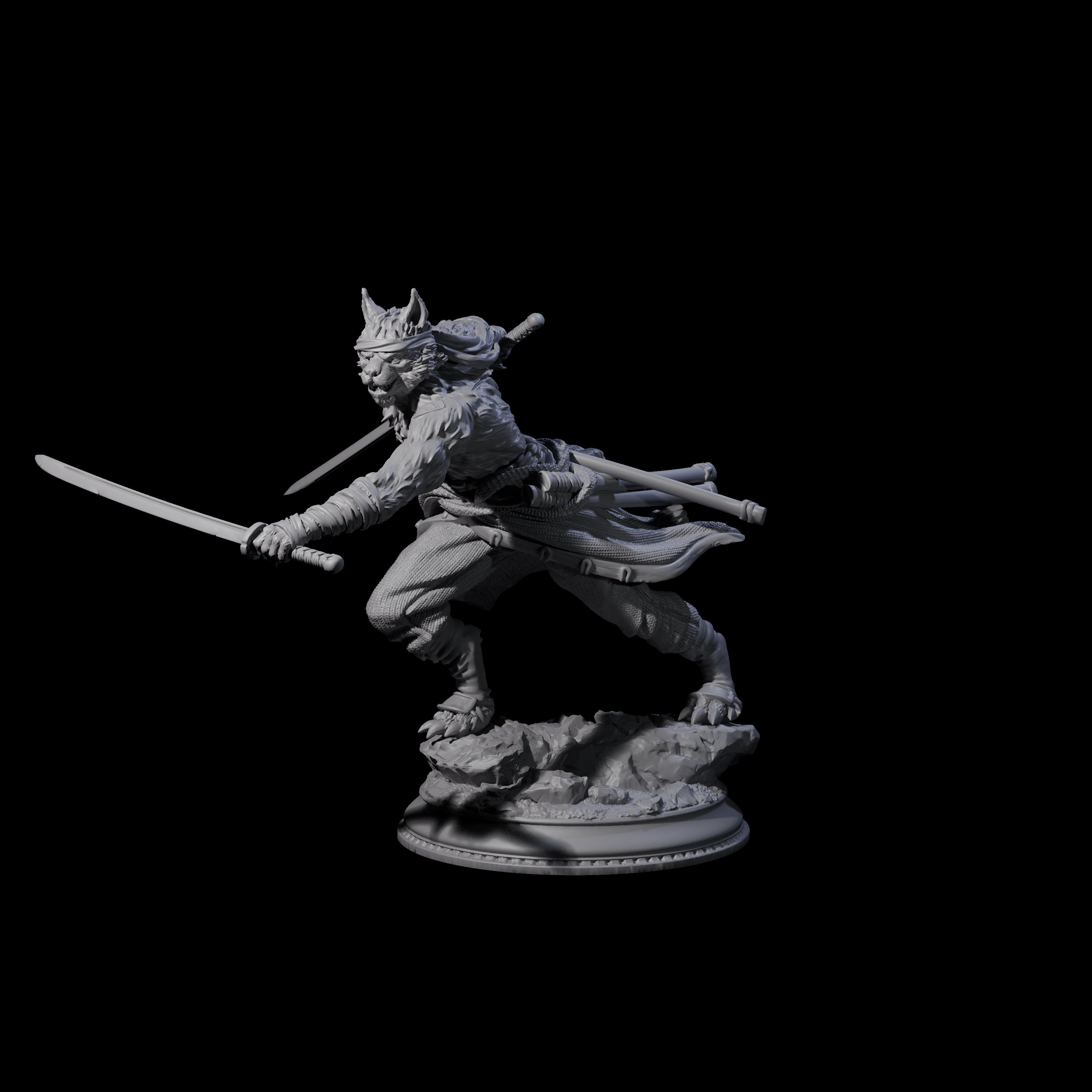 Striking Tabaxi Pirate Miniature for Dungeons and Dragons, Pathfinder or other TTRPGs