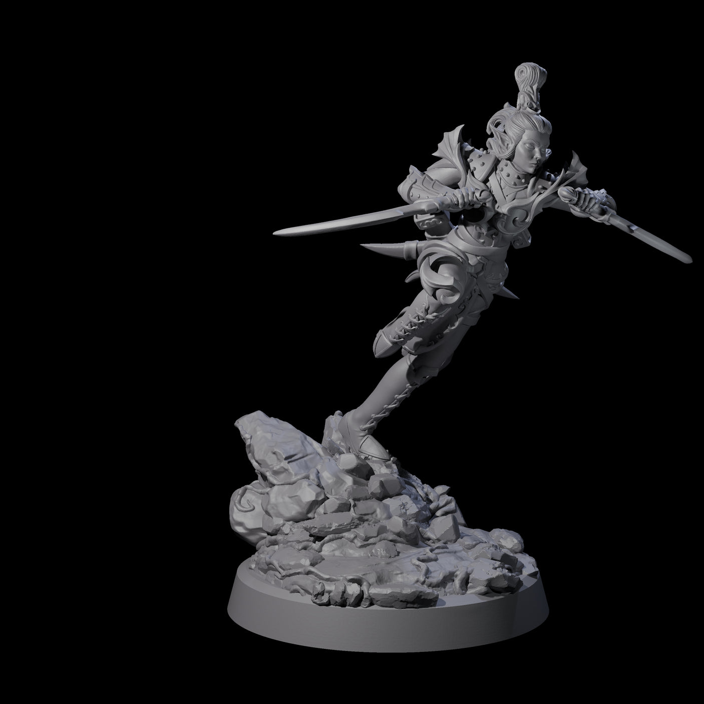 Striking Twin Blade Rogue Miniature for Dungeons and Dragons, Pathfinder or other TTRPGs