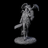Strolling Wizard with Dragonkin Pet Miniature for Dungeons and Dragons, Pathfinder or other TTRPGs