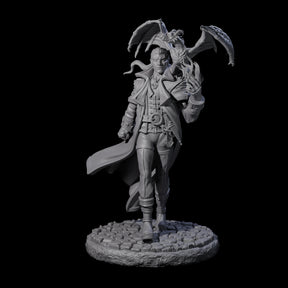 Strolling Wizard with Dragonkin Pet Miniature for Dungeons and Dragons, Pathfinder or other TTRPGs