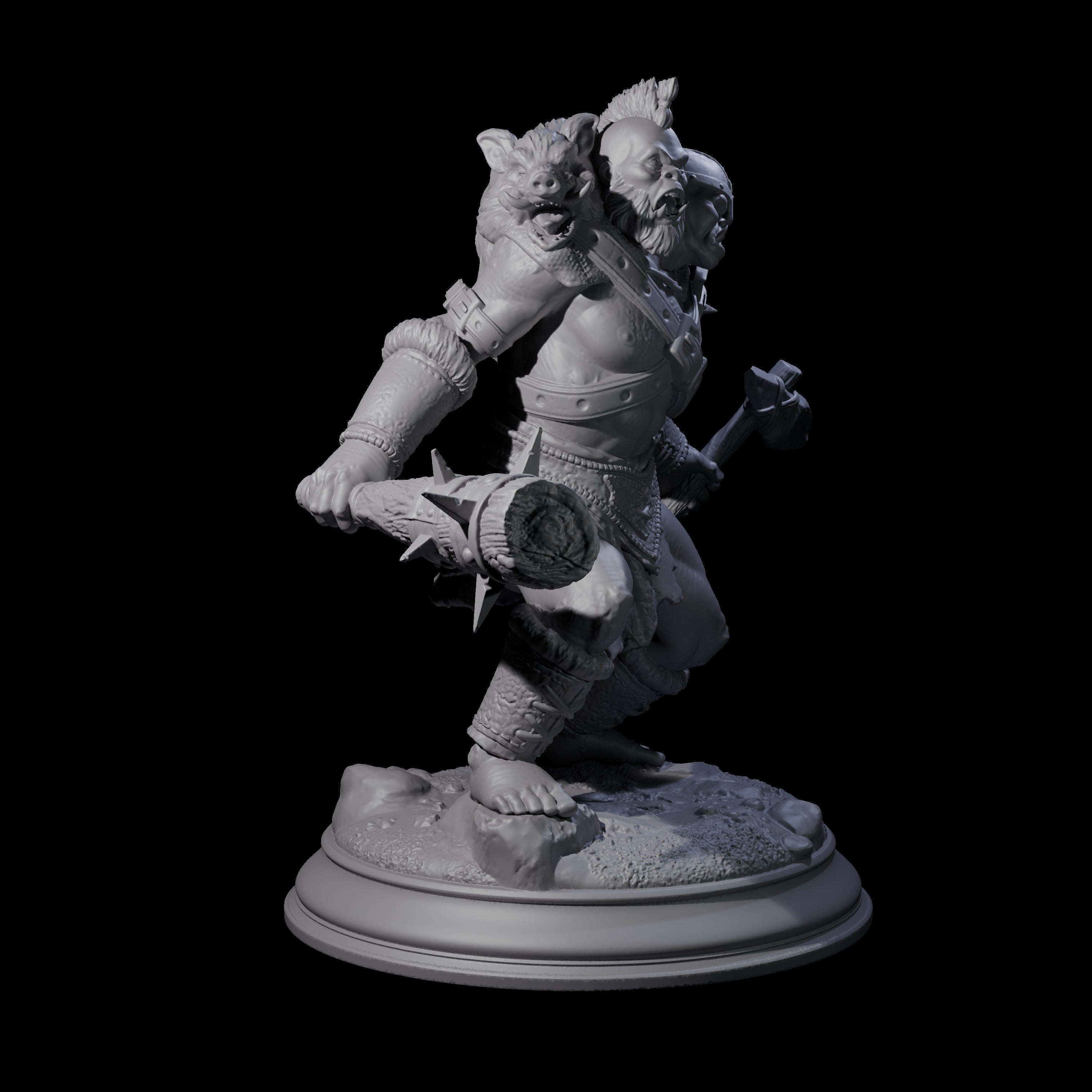 Stupid Berserker Ettin Miniature for Dungeons and Dragons, Pathfinder or other TTRPGs