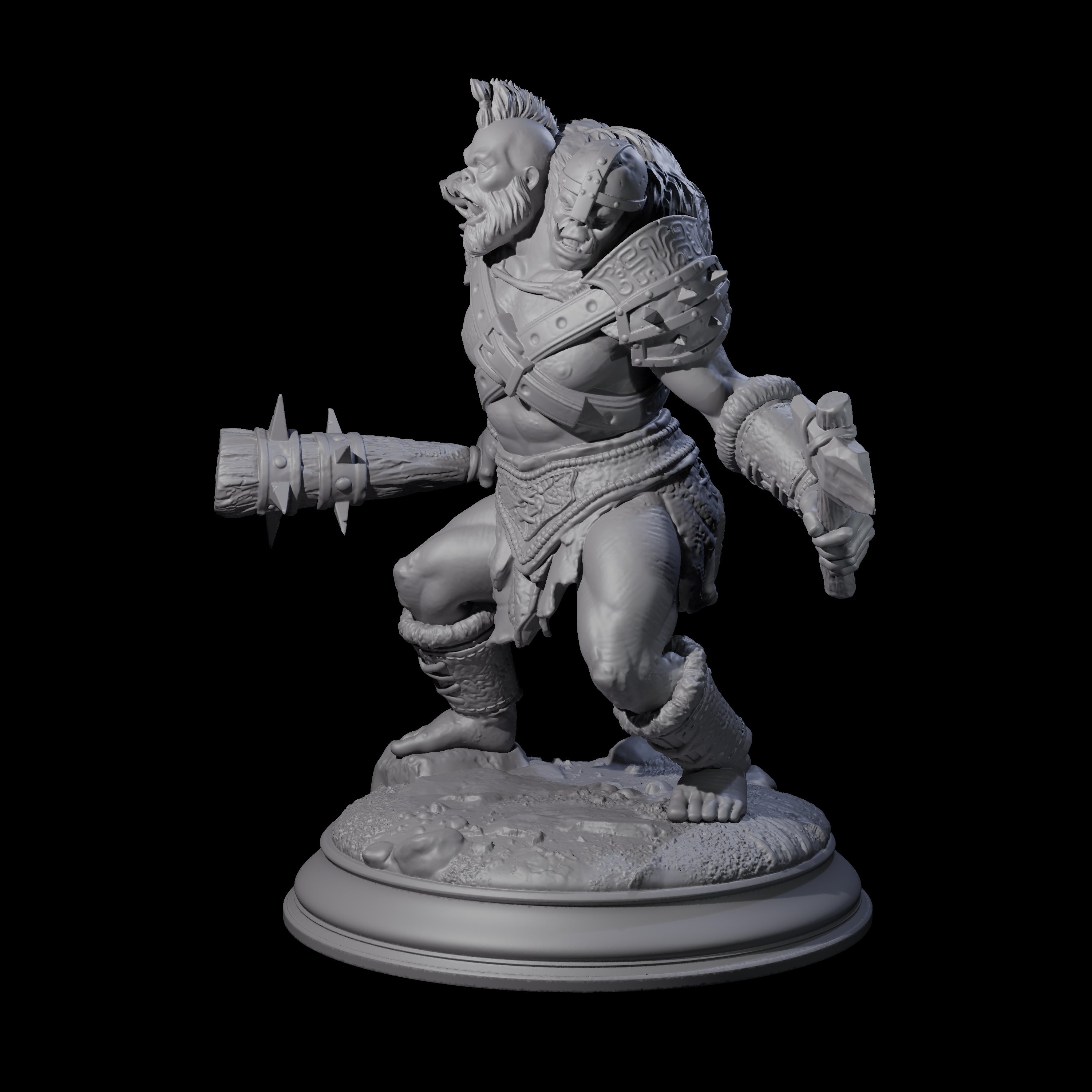 Stupid Berserker Ettin Miniature for Dungeons and Dragons, Pathfinder or other TTRPGs