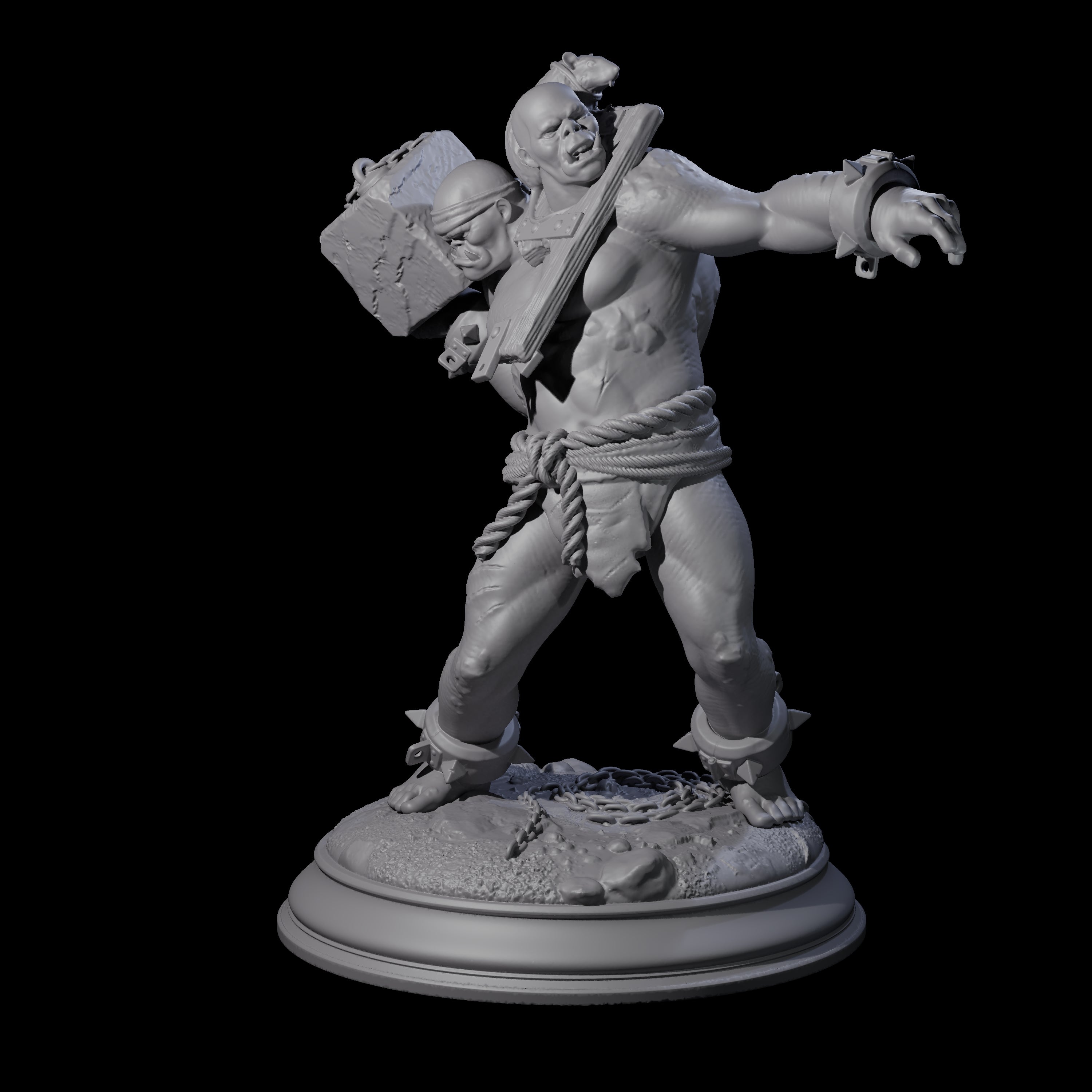 Stupid Chucker Ettin Miniature for Dungeons and Dragons, Pathfinder or other TTRPGs