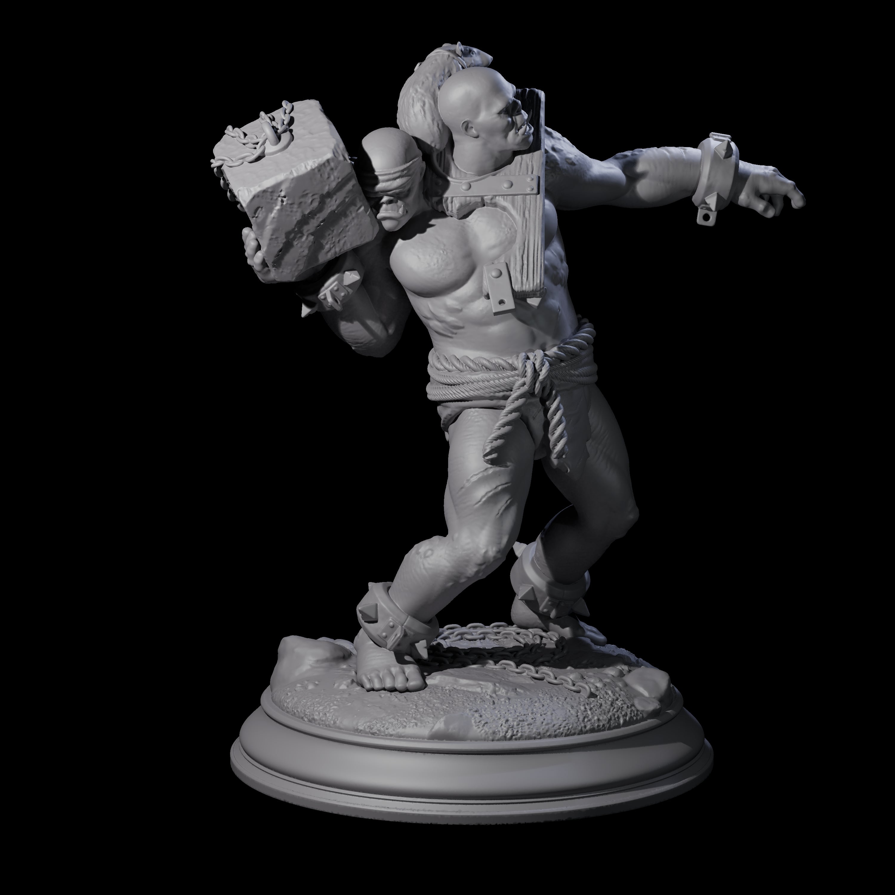 Stupid Chucker Ettin Miniature for Dungeons and Dragons, Pathfinder or other TTRPGs