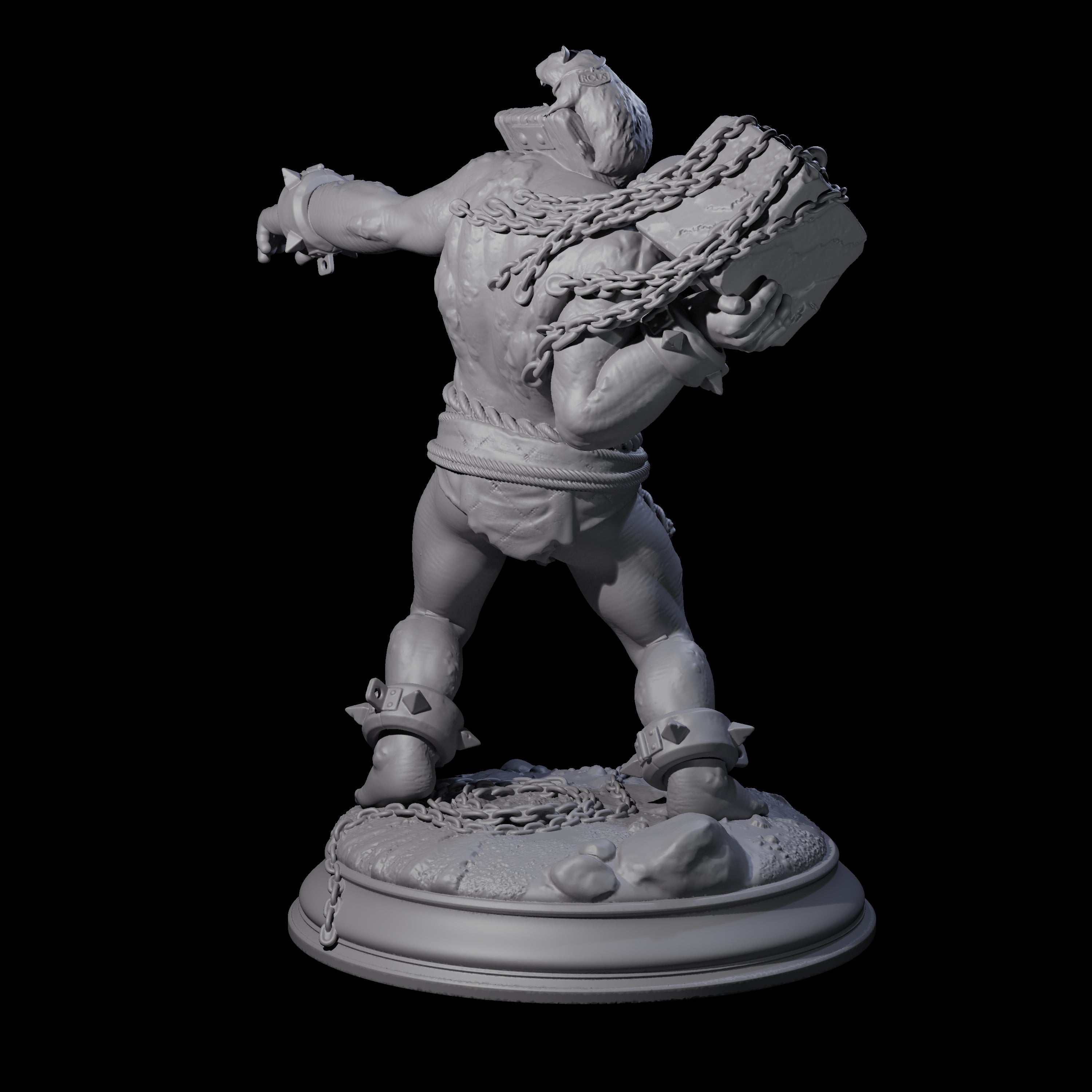 Stupid Chucker Ettin Miniature for Dungeons and Dragons, Pathfinder or other TTRPGs