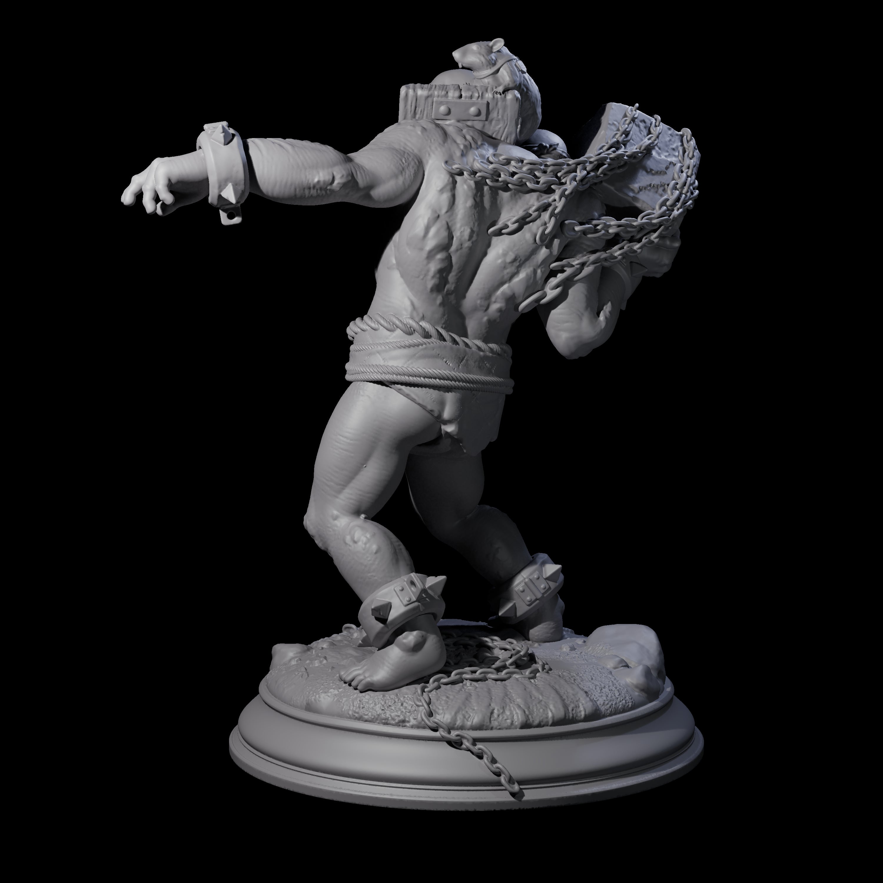 Stupid Chucker Ettin Miniature for Dungeons and Dragons, Pathfinder or other TTRPGs