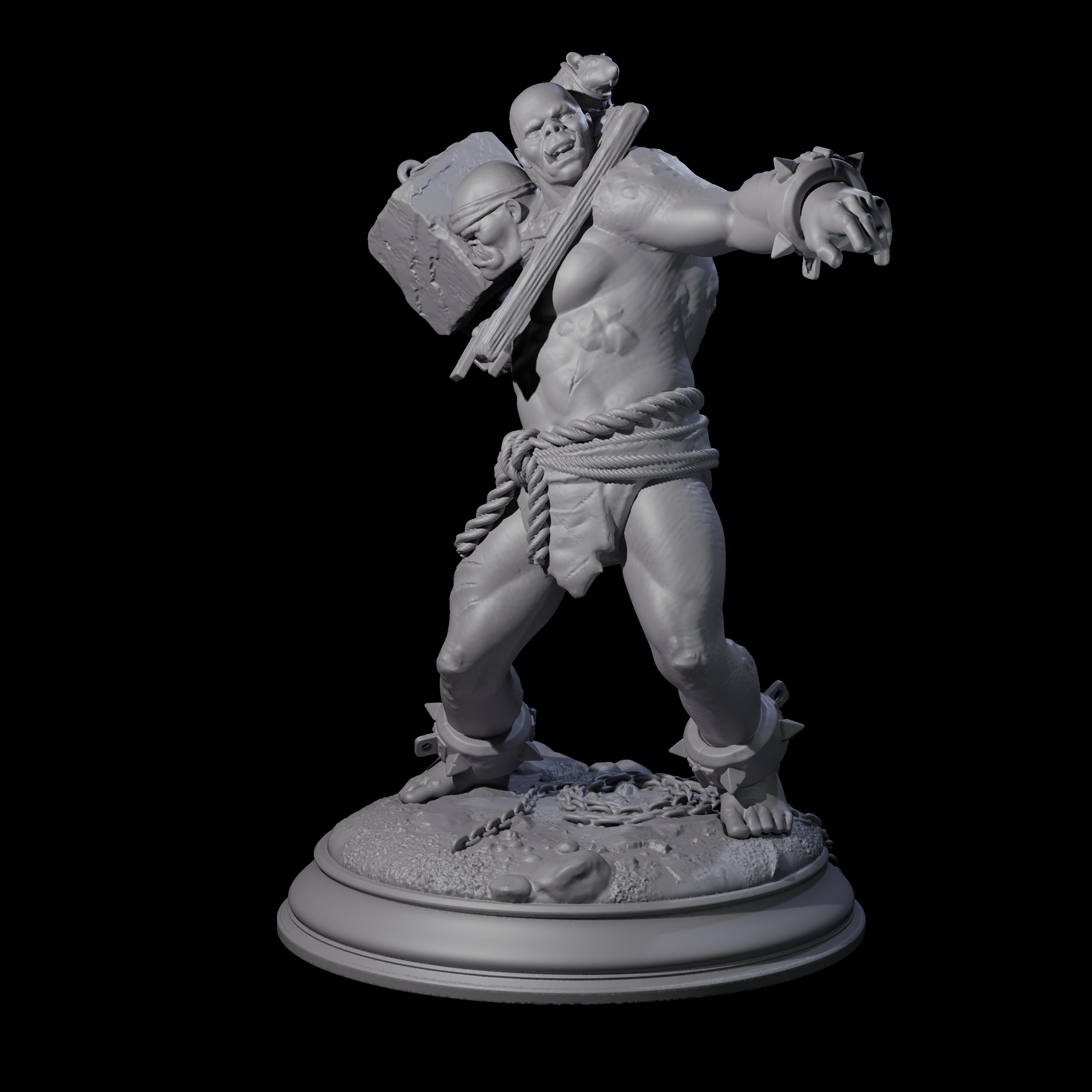 Stupid Chucker Ettin Miniature for Dungeons and Dragons, Pathfinder or other TTRPGs