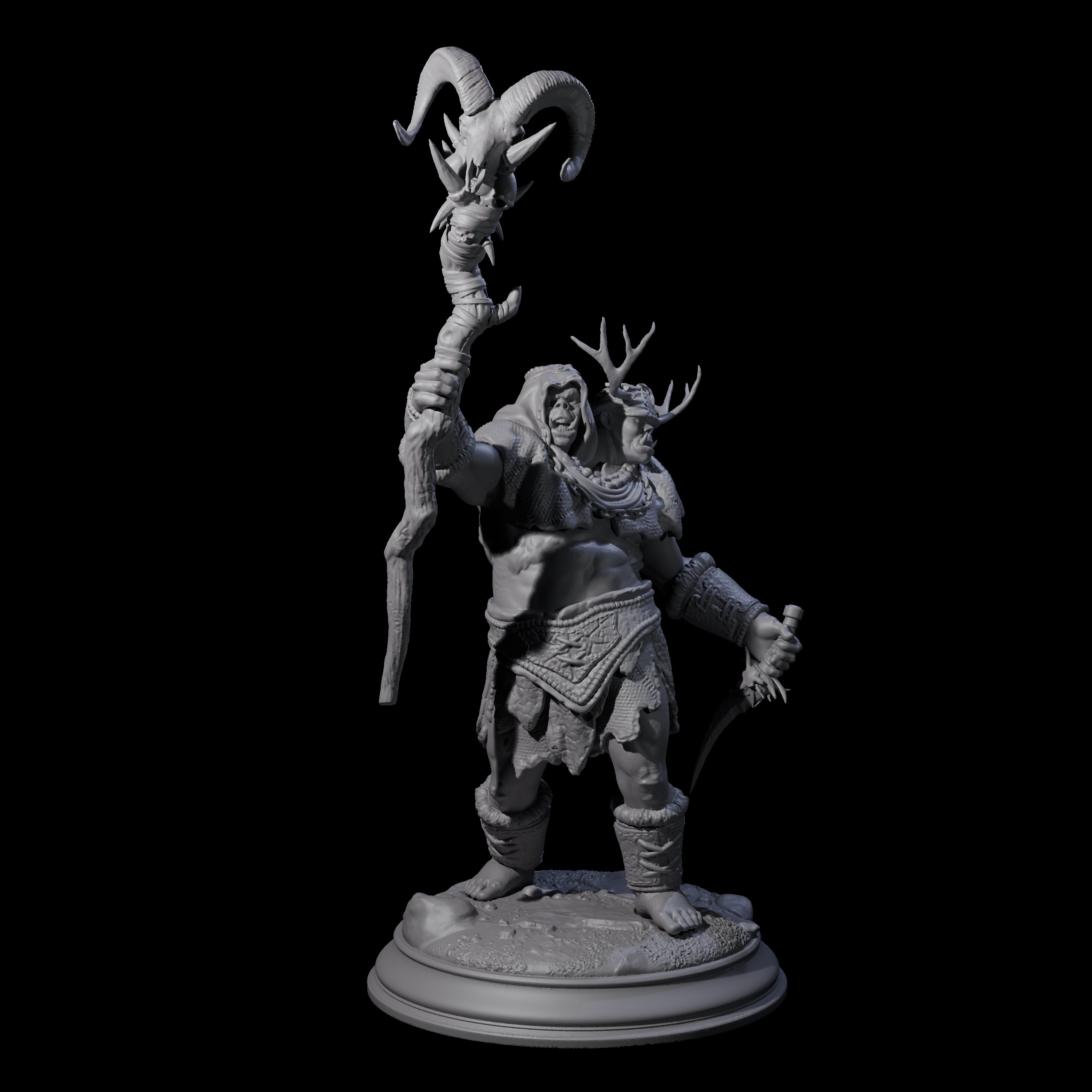 Stupid Magi Ettin Miniature for Dungeons and Dragons, Pathfinder or other TTRPGs