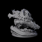 Surfing Dragon Turtle Miniature for Dungeons and Dragons, Pathfinder or other TTRPGs