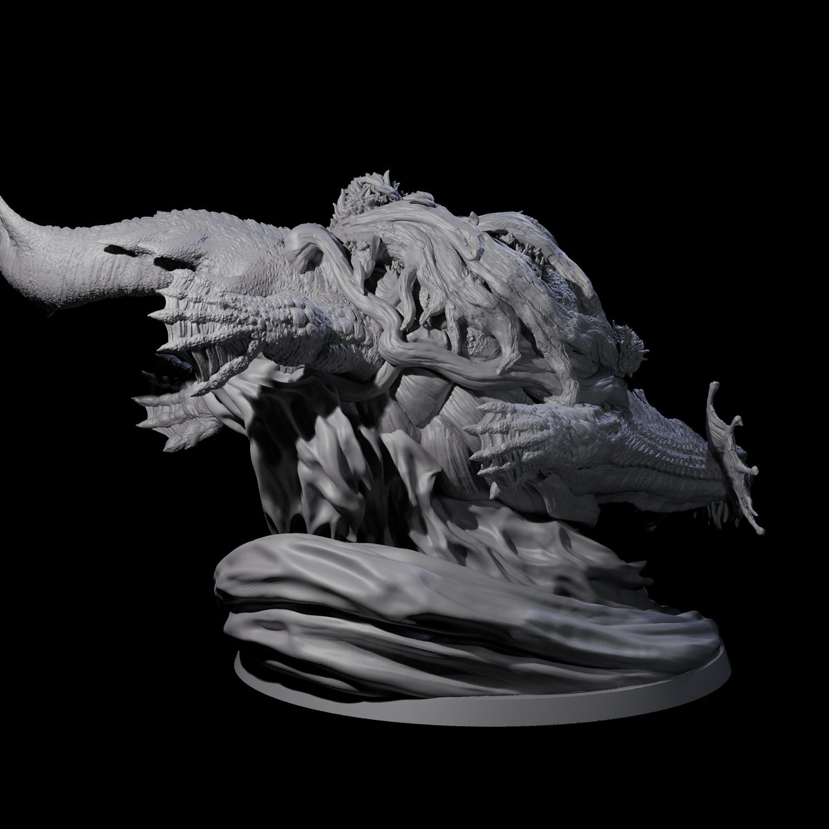 Surfing Dragon Turtle Miniature for Dungeons and Dragons, Pathfinder or other TTRPGs
