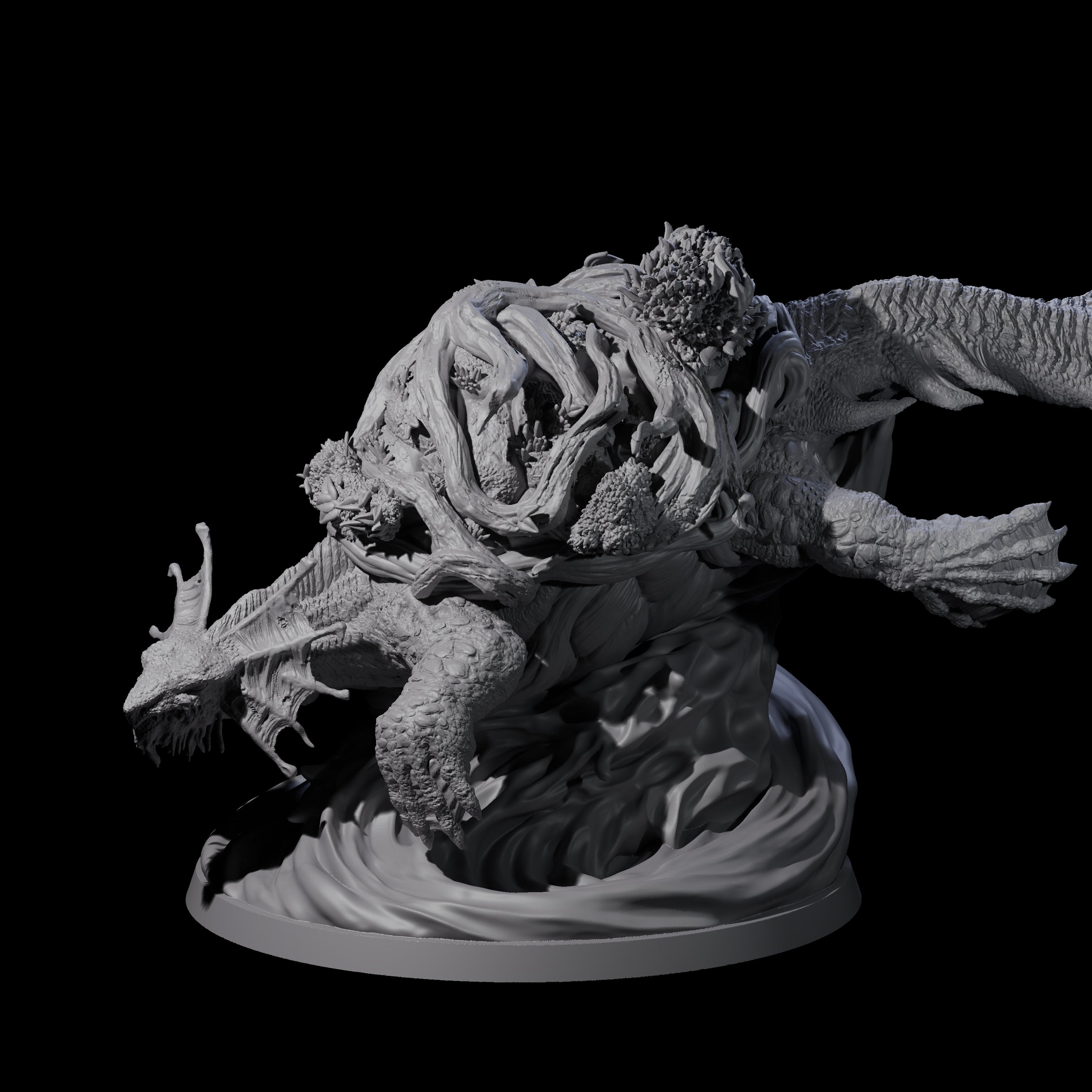 Surfing Dragon Turtle Miniature for Dungeons and Dragons, Pathfinder or other TTRPGs