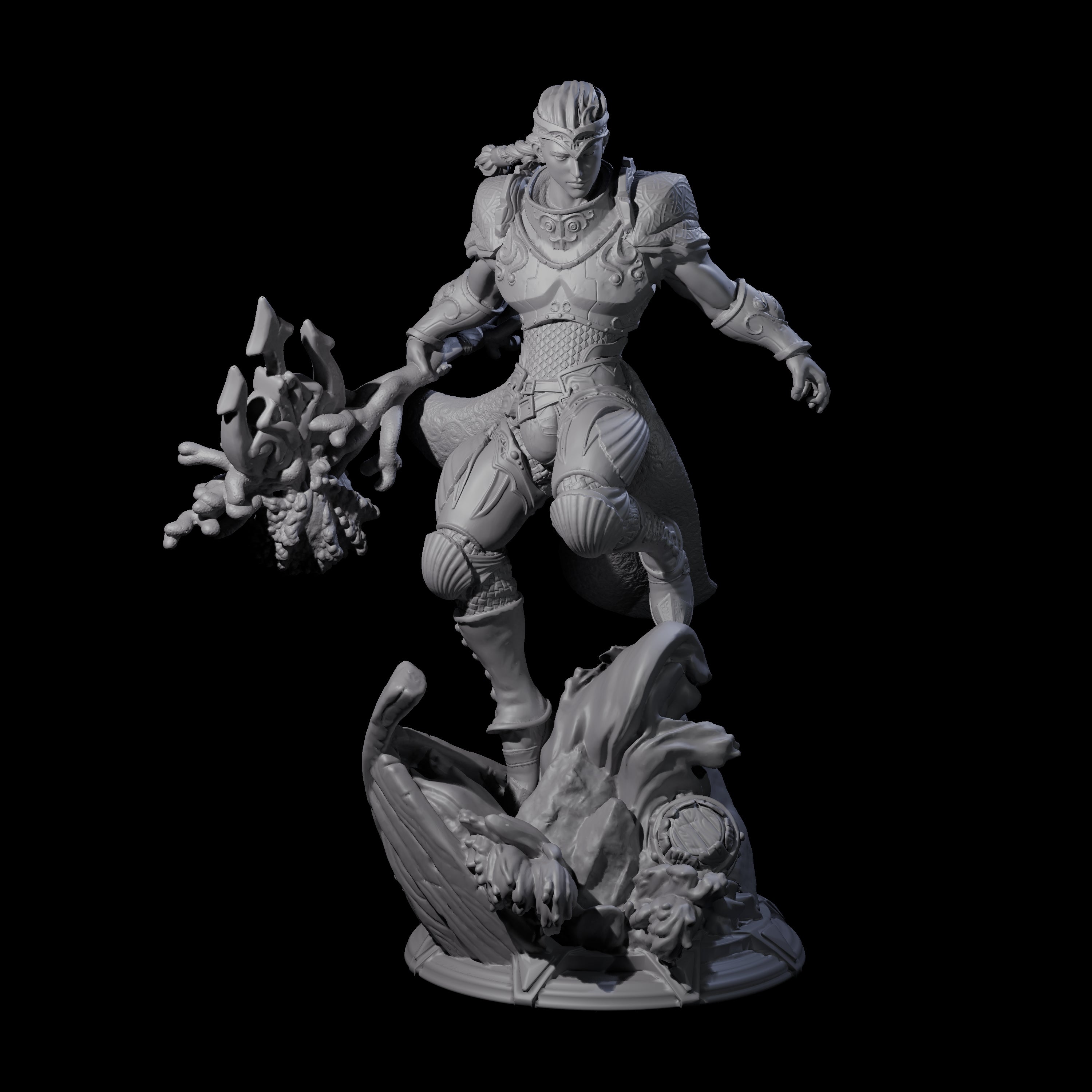 Surfing Sea Elf Wizard Miniature for Dungeons and Dragons, Pathfinder or other TTRPGs