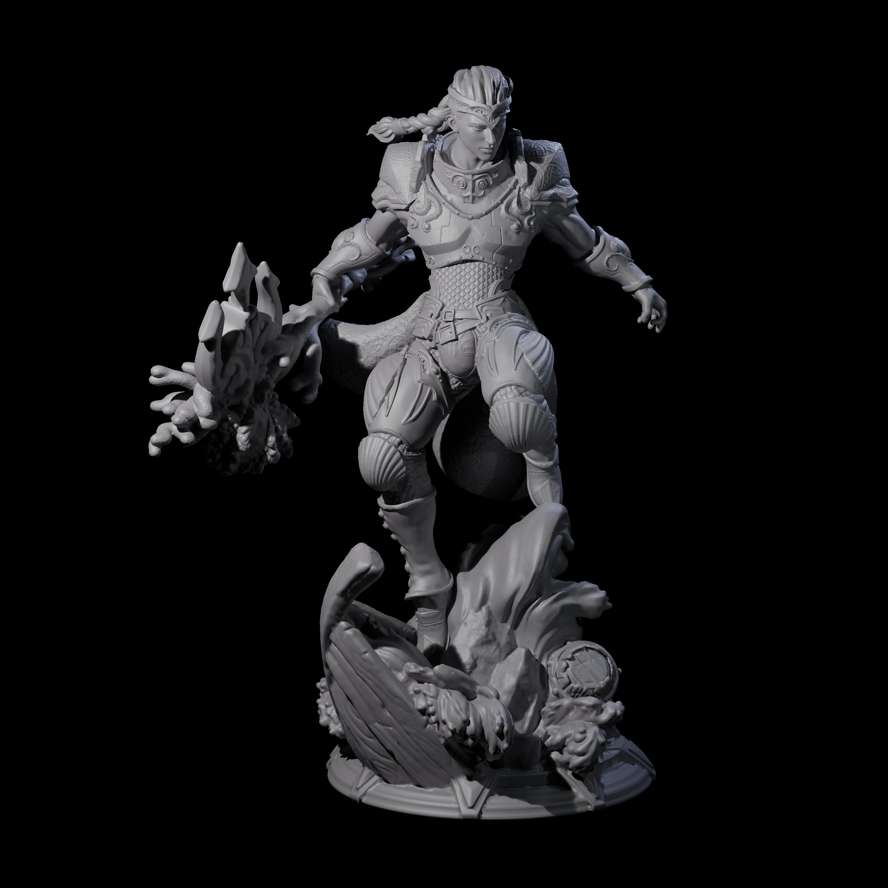 Surfing Sea Elf Wizard Miniature for Dungeons and Dragons, Pathfinder or other TTRPGs