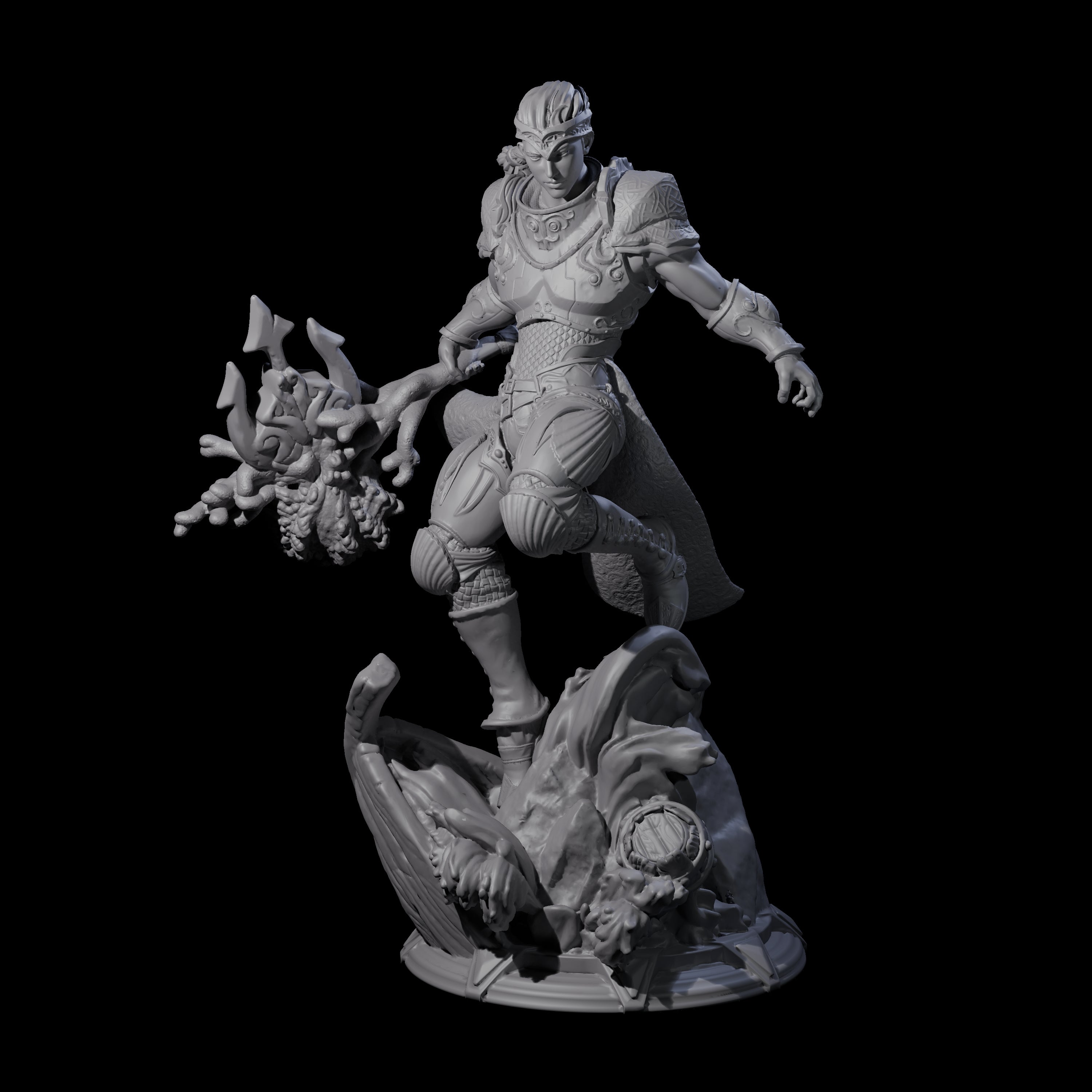 Surfing Sea Elf Wizard Miniature for Dungeons and Dragons, Pathfinder or other TTRPGs