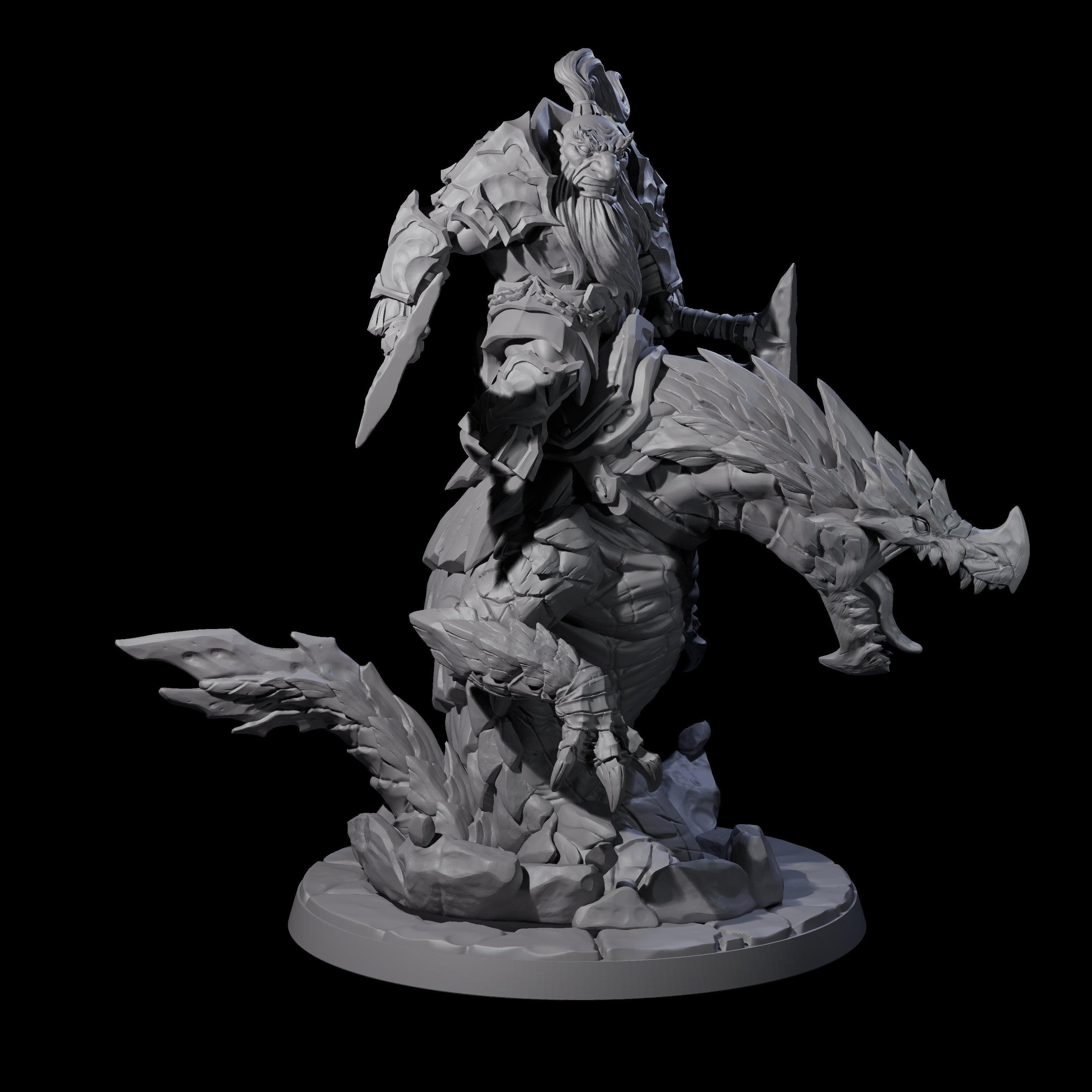 Surprise Dwarf Drake Rider C Miniature for Dungeons and Dragons, Pathfinder or other TTRPGs
